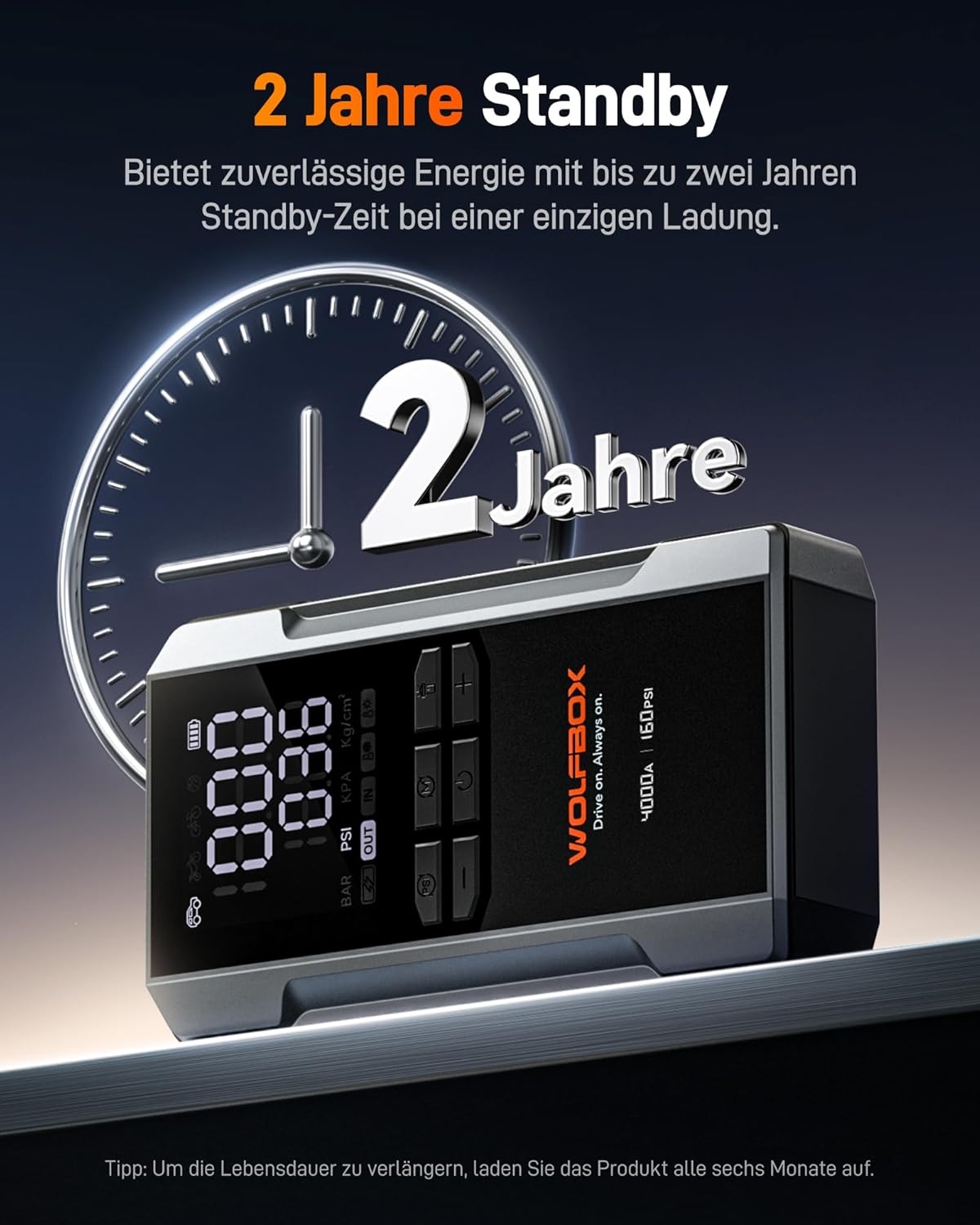 Thumbnail 6 de WOLFBOX 4000A Starthilfe 88,8Wh mit Kompressor