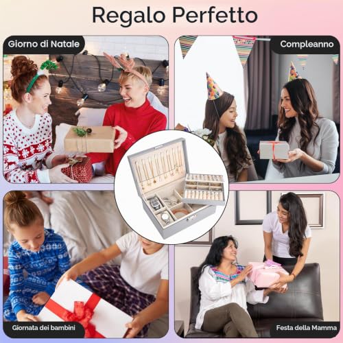 Thumbnail 6 de Sofore Portagioie Donna 2 Strati in Pelle PU Grigio – Porta Gioielli Grande e Sicuro