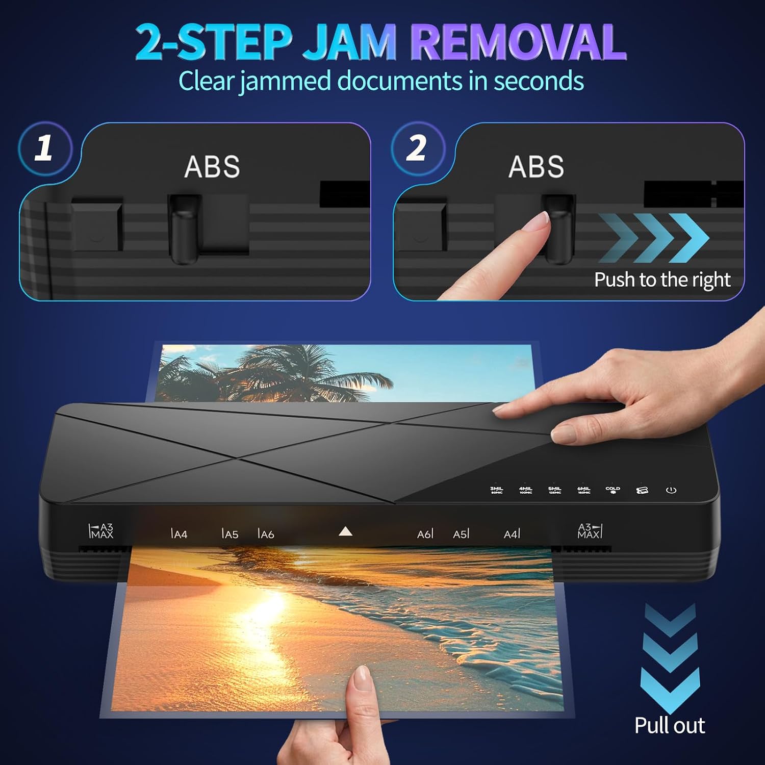 Detalle de Crenova 13-Inch Laminator with Touchscreen, Hot and Cold Modes, ABS Jam Release