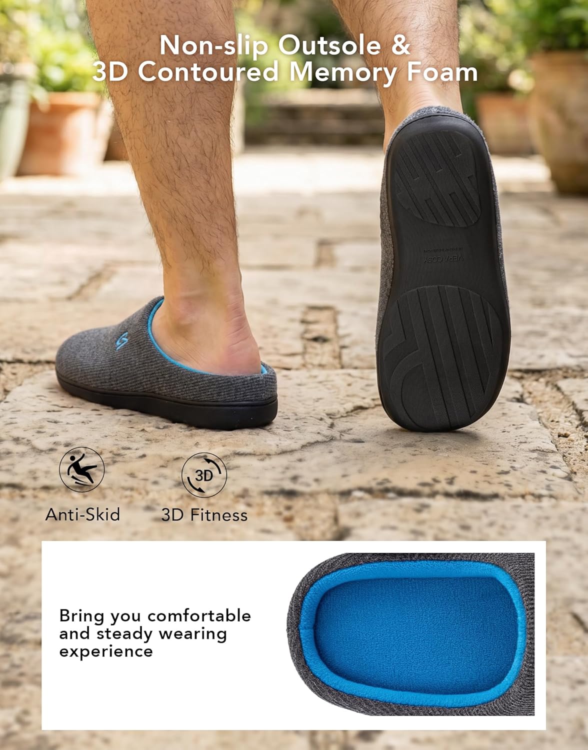 Thumbnail 4 de VeraCosy Men's Two-Tone Memory Foam Slippers