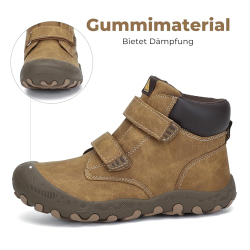 Detalle 2 de Mishansha Kinder Wanderschuhe: Leicht, griffig und einfach an- und auszuziehen (Braun 29 EU)