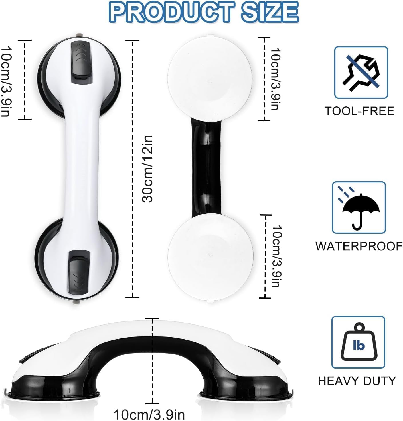 Thumbnail 2 de 2 Pack 12 Inch Shower Grab Bars for Seniors