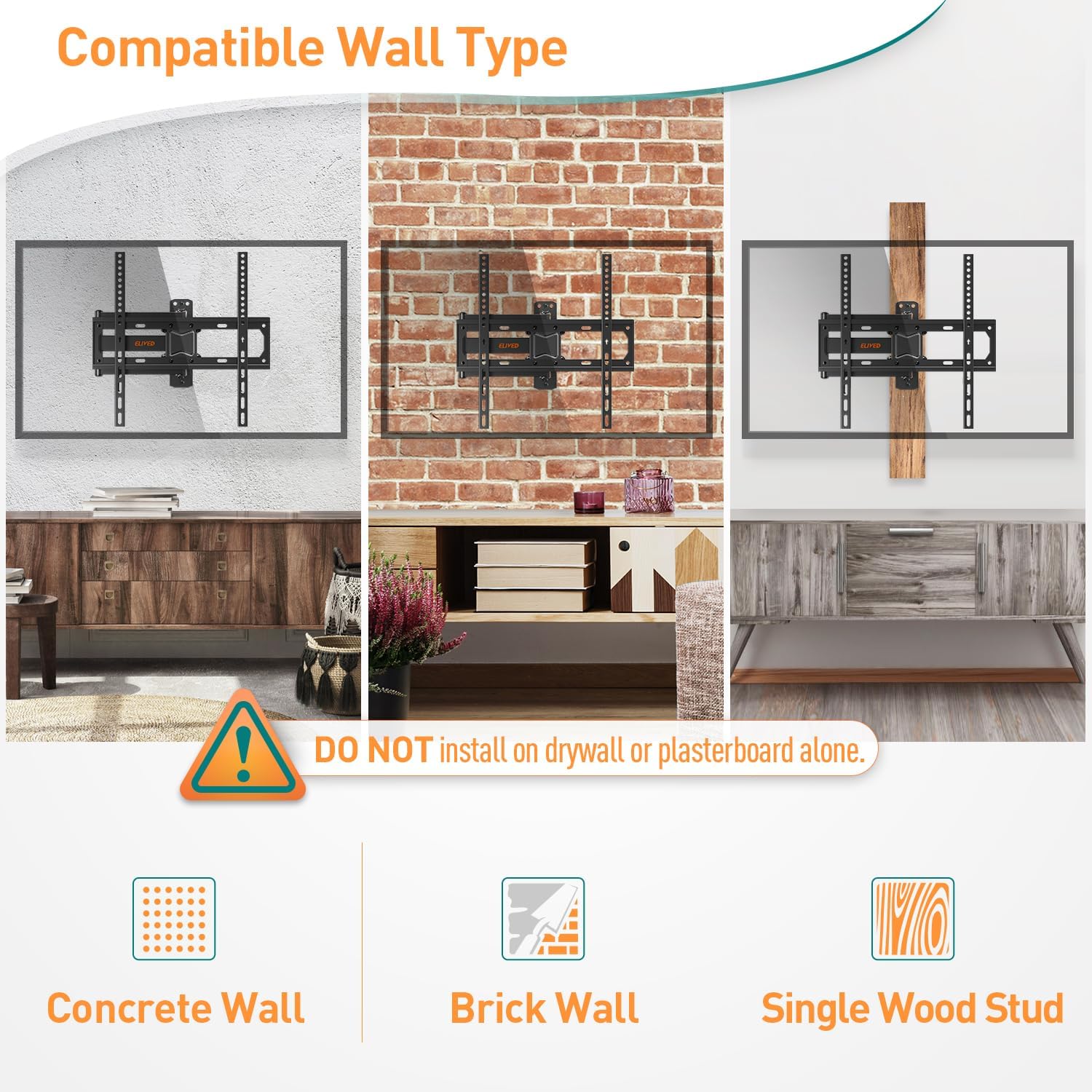 Thumbnail 5 de ELIVED EV011 tilt swivel TV bracket 35KG