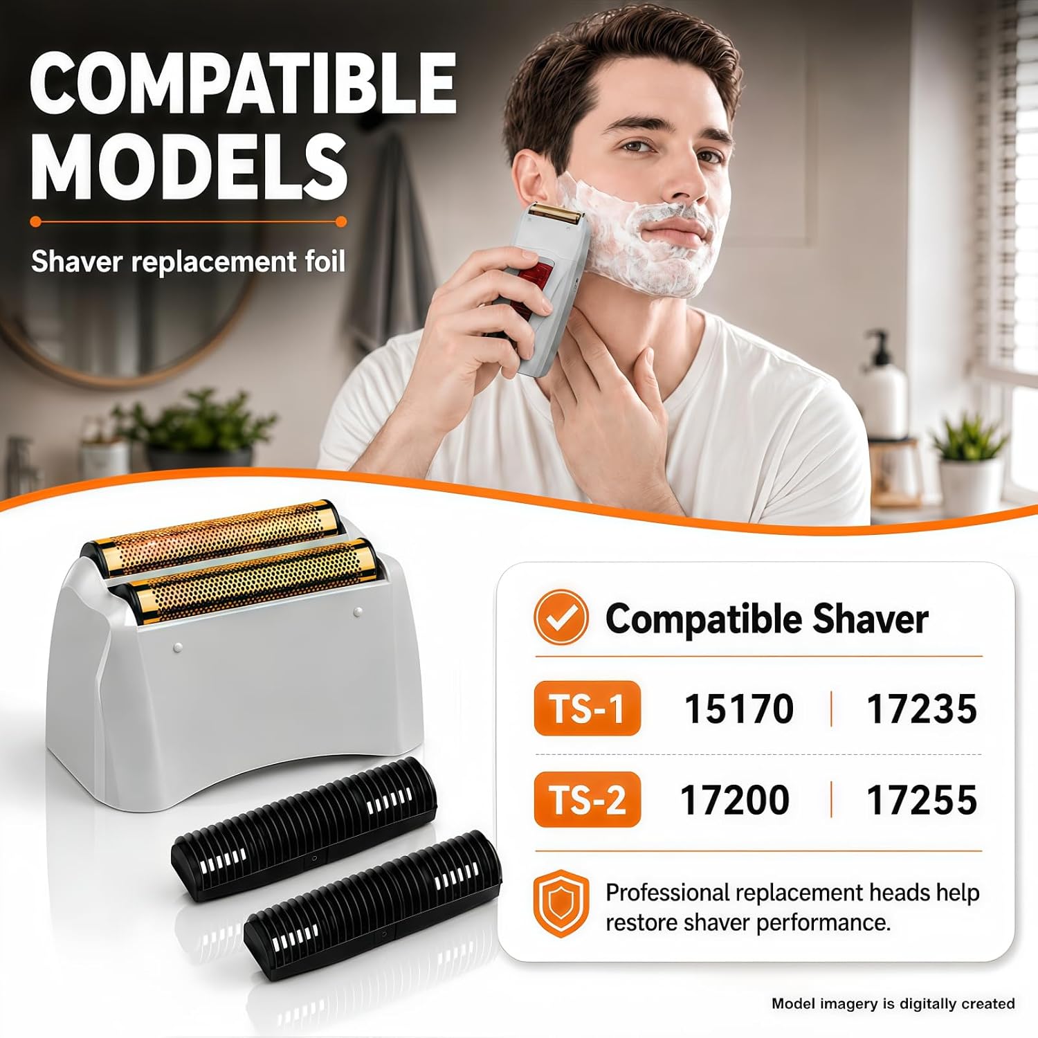 Detalle de Shaver Replacement Pro Foil & Cutter — 2 Pack for Andis TS-1 Pro Foil Shaver (Golden Foil)