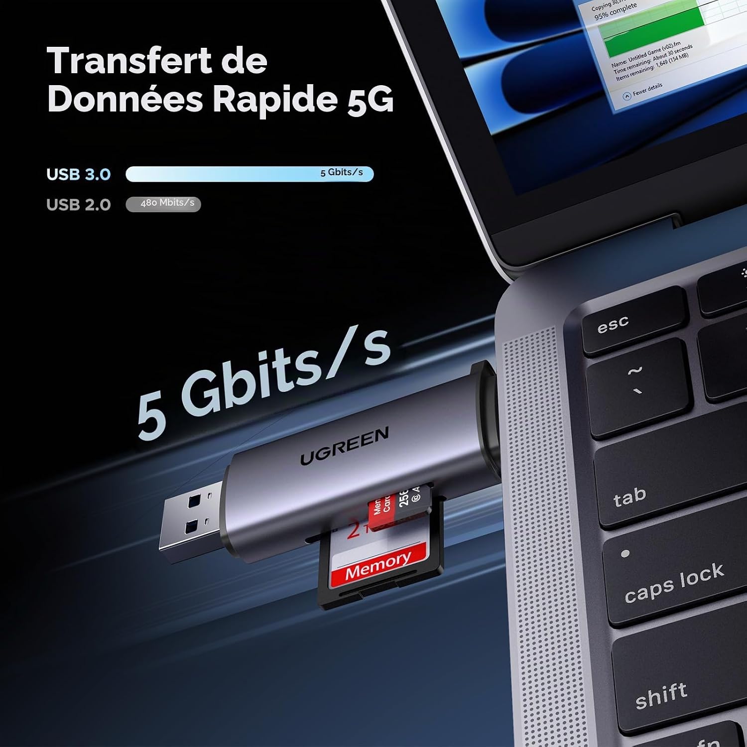 Thumbnail 1 de UGREEN Lecteur de Carte SD USB-C et USB 3.0 2 en 1 – SD 3.0