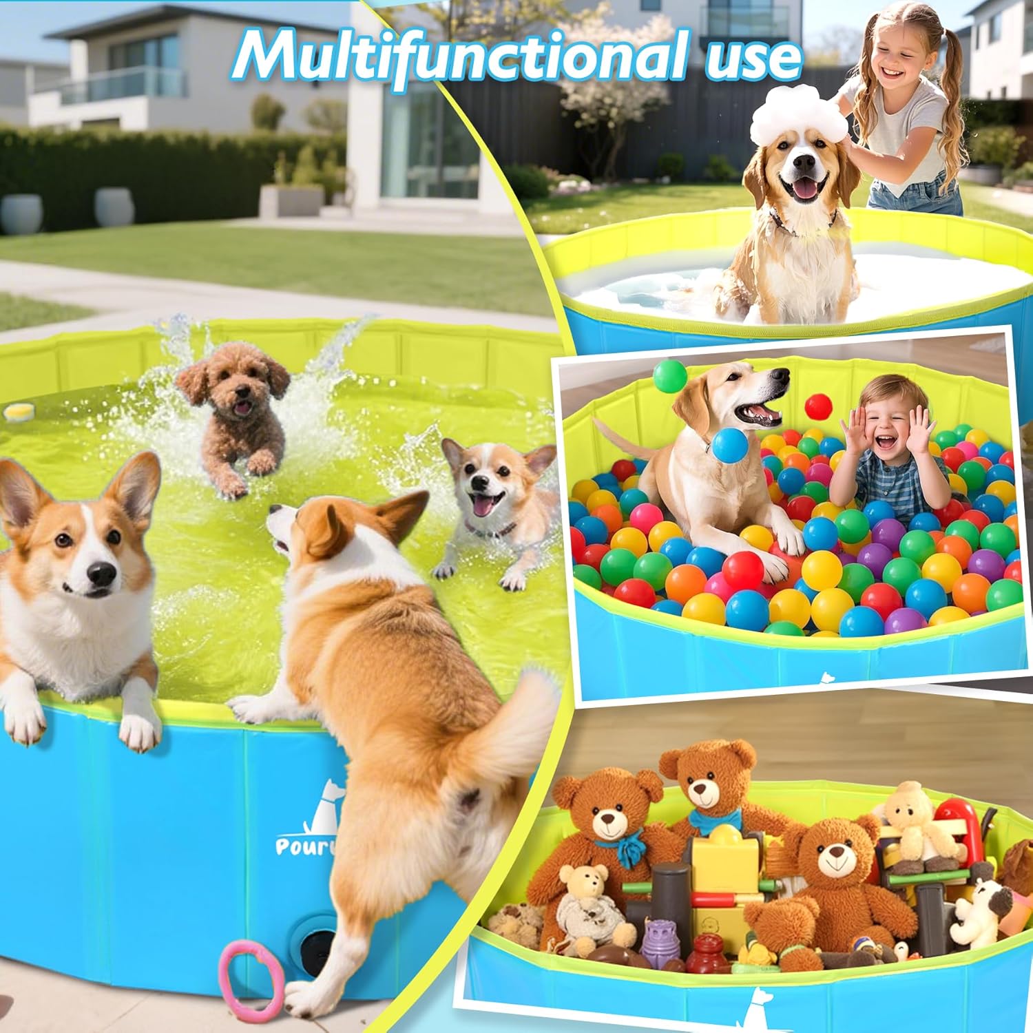 Detalle de Pourbibi Foldable Dog Pool for Small Dogs – 80x20cm