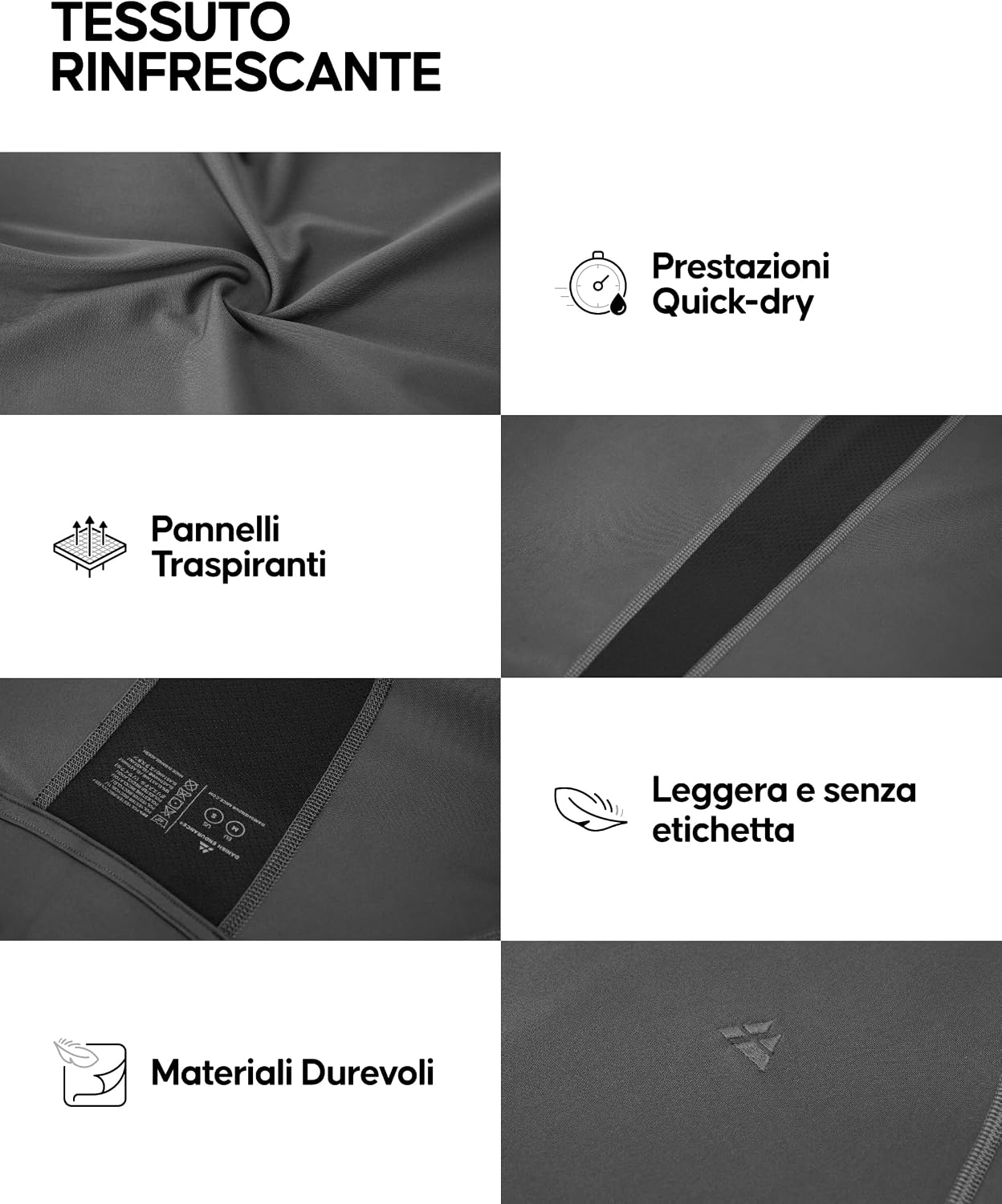 Detalle de DANISH ENDURANCE Maglia Compressione Uomo Maniche Lunghe – 2 Pezzi, Traspirante e Quick-Dry