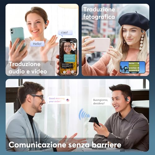 Thumbnail 5 de Paekole AI Cuffie Traduzione Simultanea Bluetooth 6.1 Wireless – Open-Ear, 80 Ore di Riproduzione