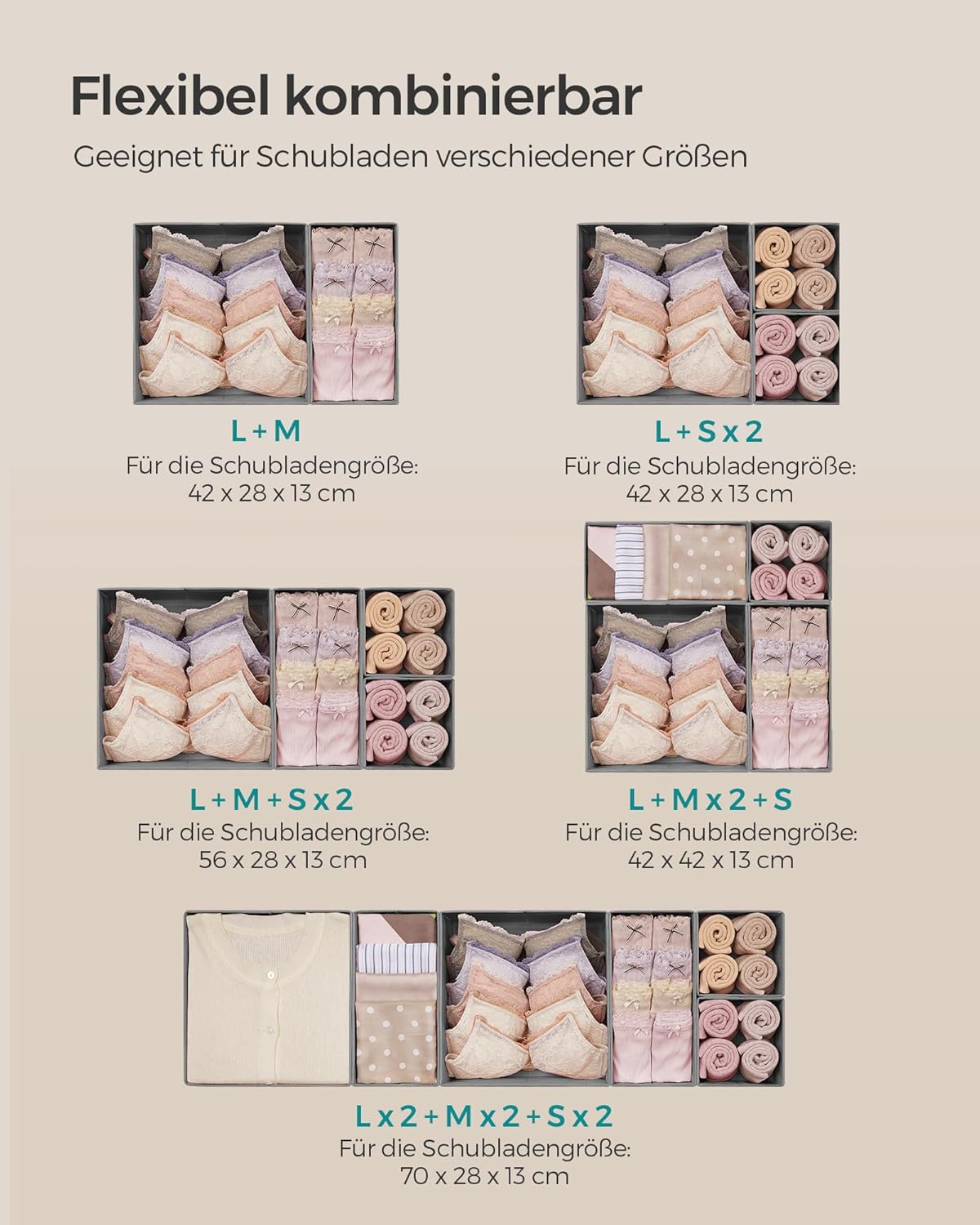 Thumbnail 4 de SONGMICS Aufbewahrungsbox für Schublade 12er Set RDZ006G02