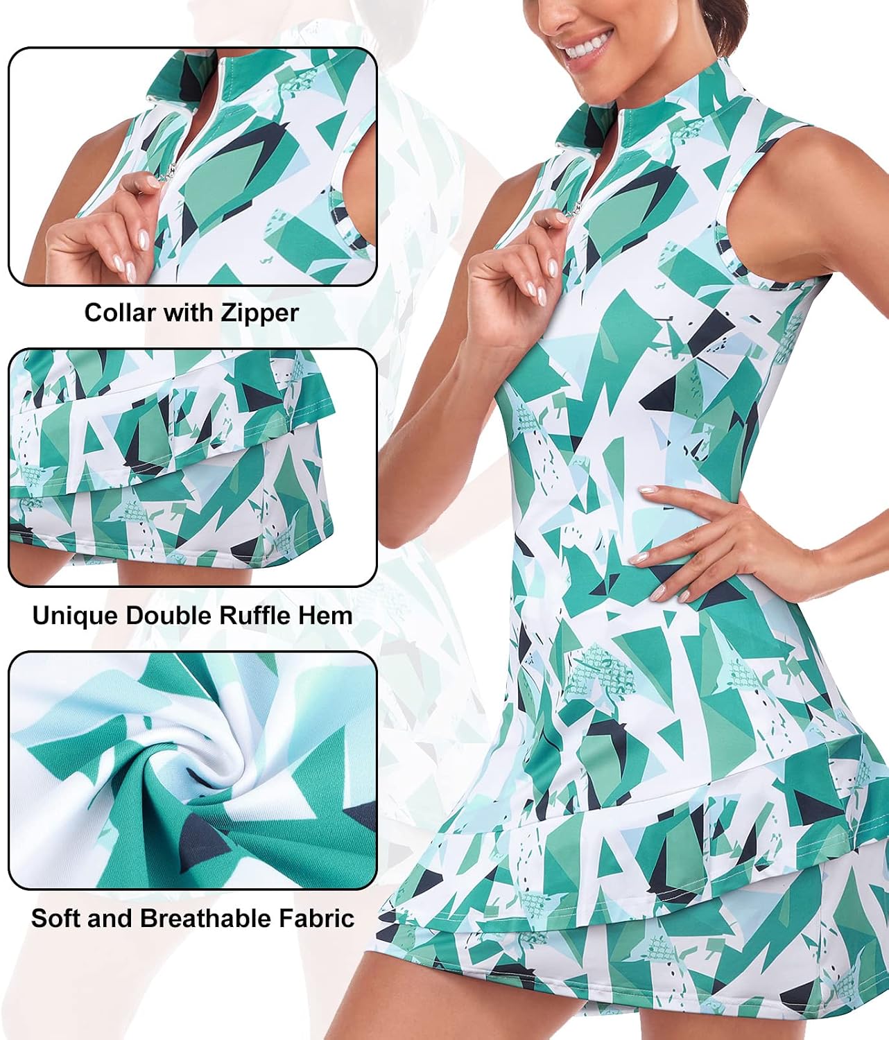 Detalle de Viracy Sleeveless Tennis Dress for Women with Shorts and Pockets