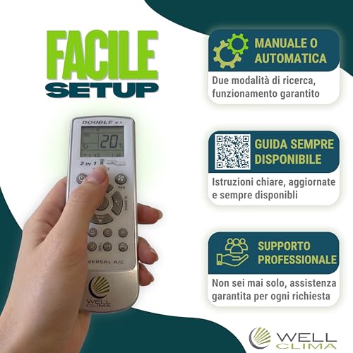 Thumbnail 2 de Wellclima Double E.S: Telecomando universale 2 in 1 per condizionatori e climatizzatori, progettazione italiana, compatibile con 10000+ modelli