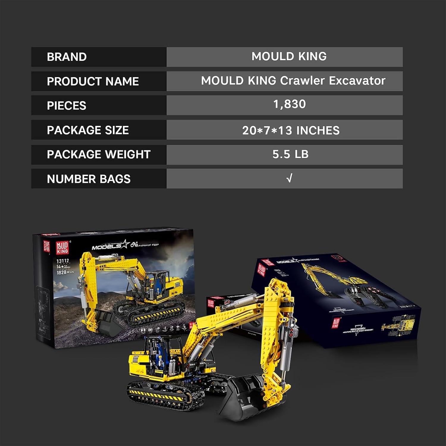 Thumbnail 4 de Mould King 13112 Ferngesteuerter Raupenbagger 1:8