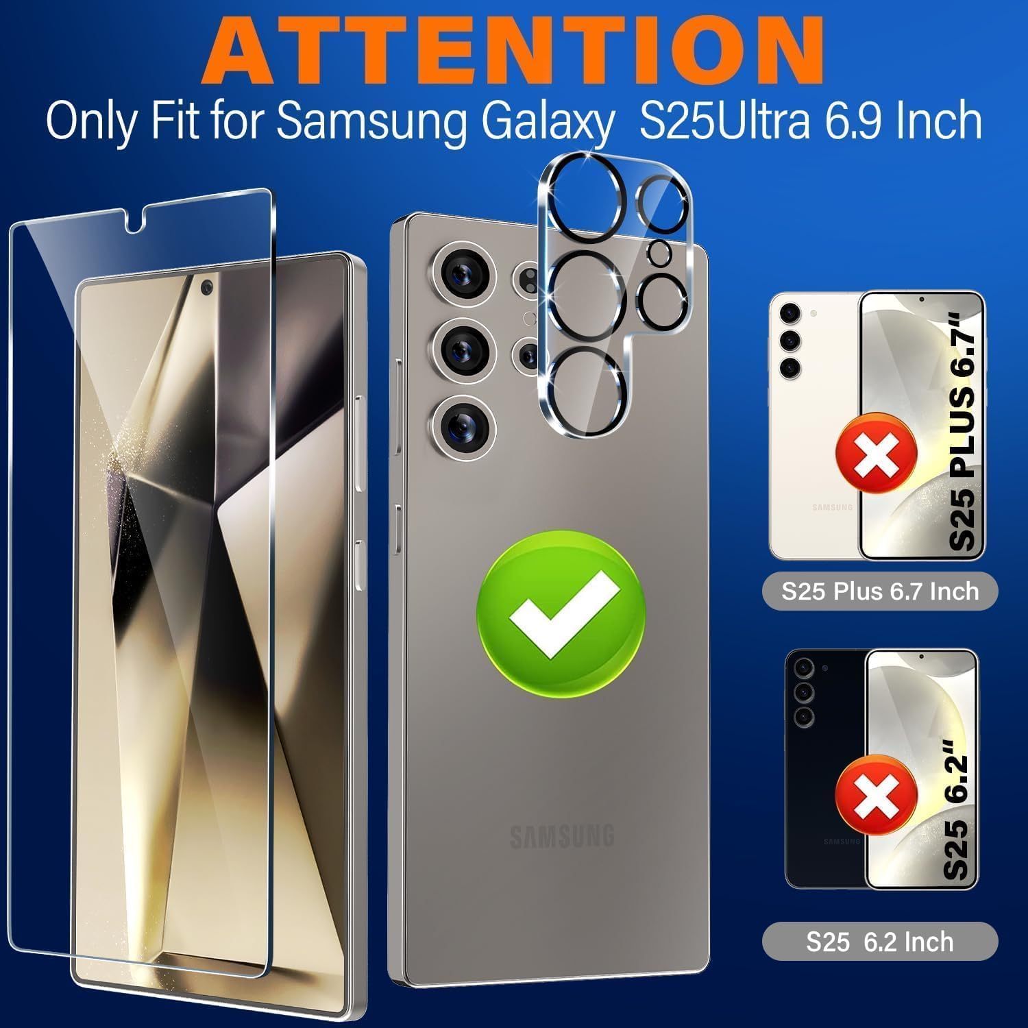 Detalle 2 de firtstnow 3+2 Pack Glass Screen Protector for Samsung Galaxy S25 Ultra 5G (6.9")