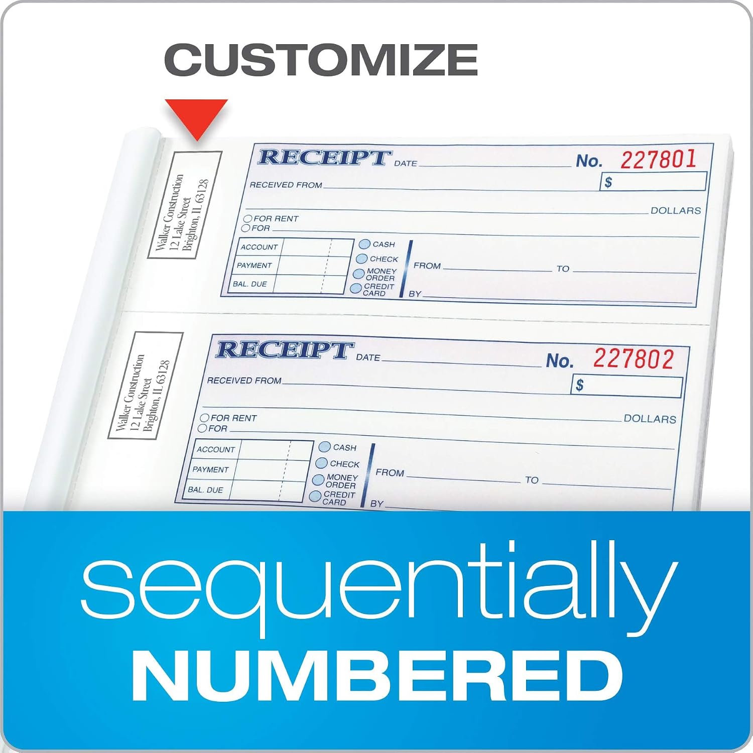 Detalle de Adams TC1182 Money and Rent Receipt Book, 3-Part Carbonless, 100 Sets