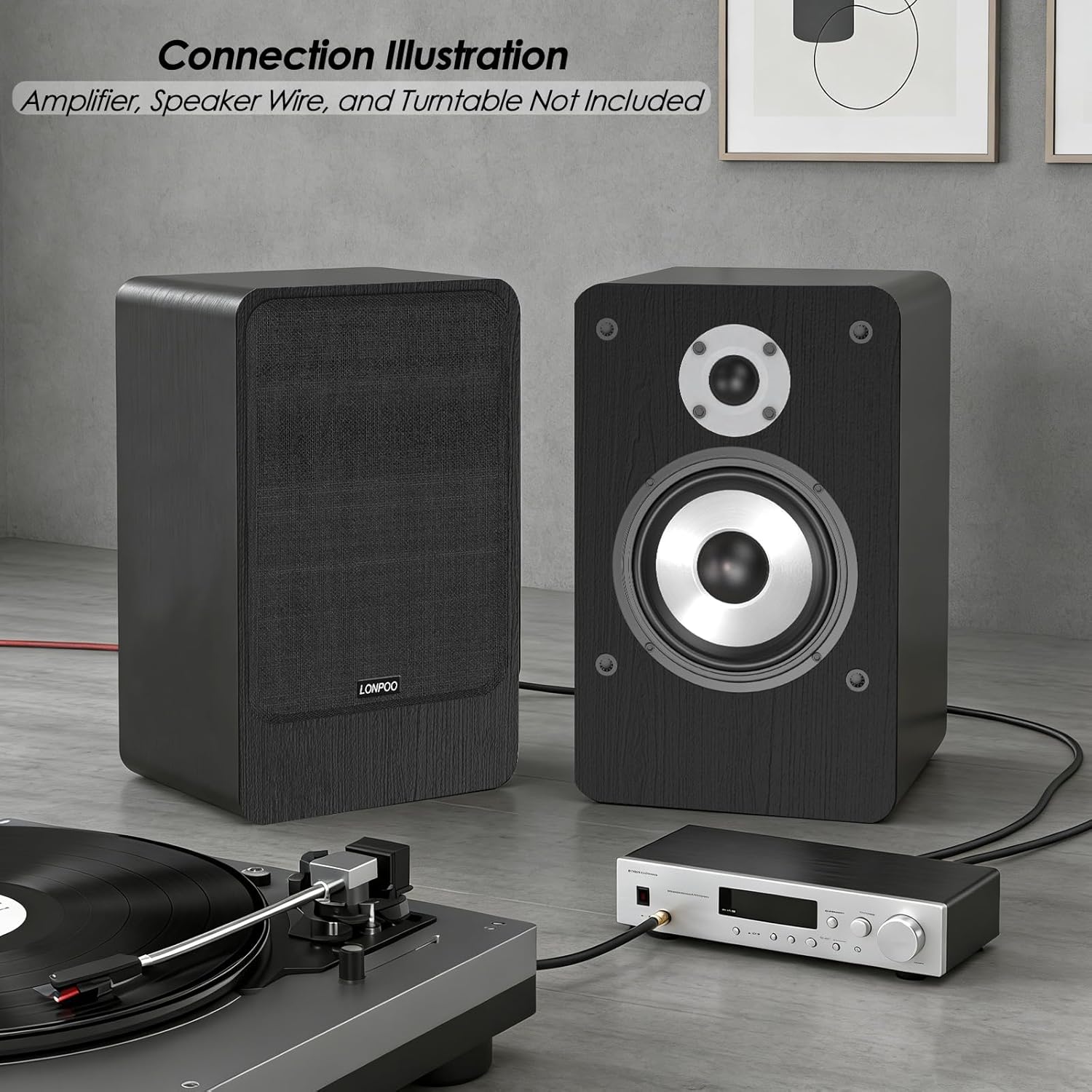 Thumbnail 4 de LONPOO LP-42MX Passive Regal-Lautsprecher (Paar) – 2-Wege mit 4-Zoll-Aluminiumkonus und 1-Zoll-Seidenkalotte