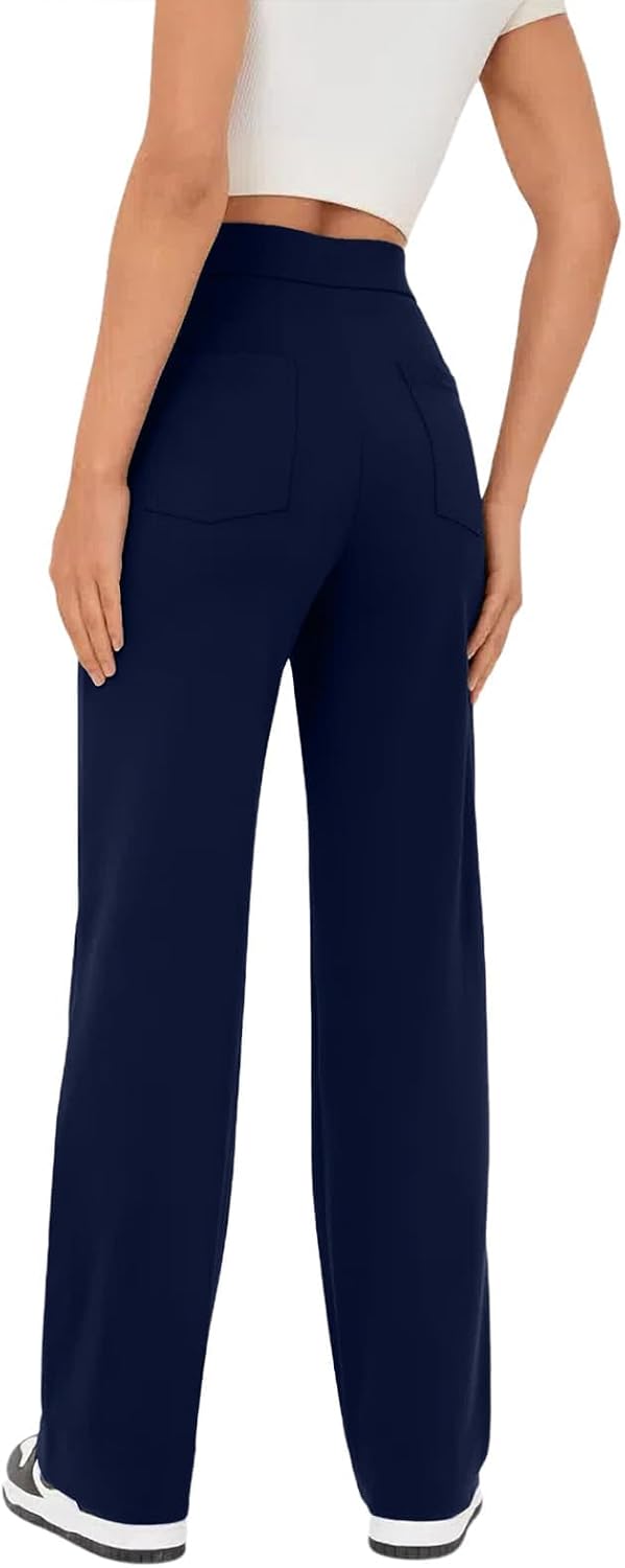 Detalle de Glacspyg Yoga : pantalon de survêtement femme taille haute à poches et bouton