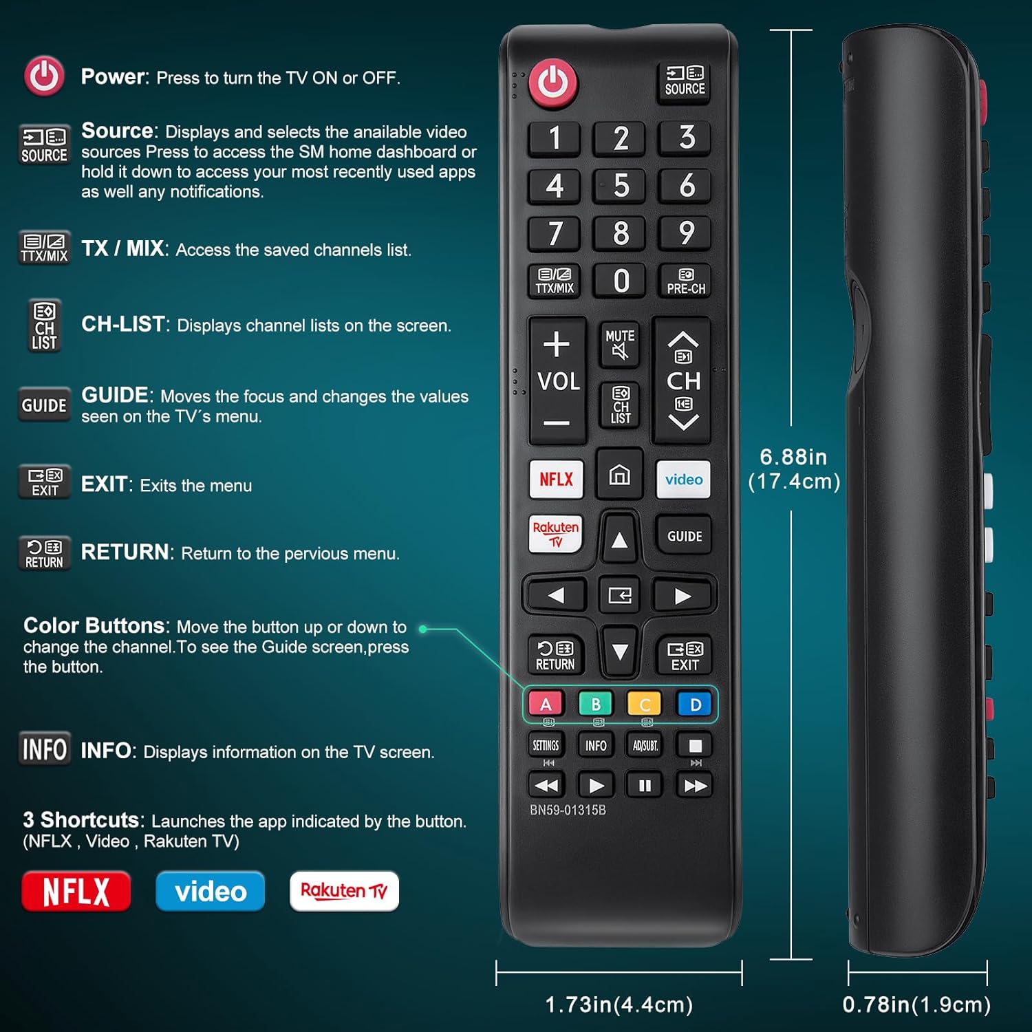 Thumbnail 5 de Ersatz Fernbedienung für Samsung TV 2er-Pack