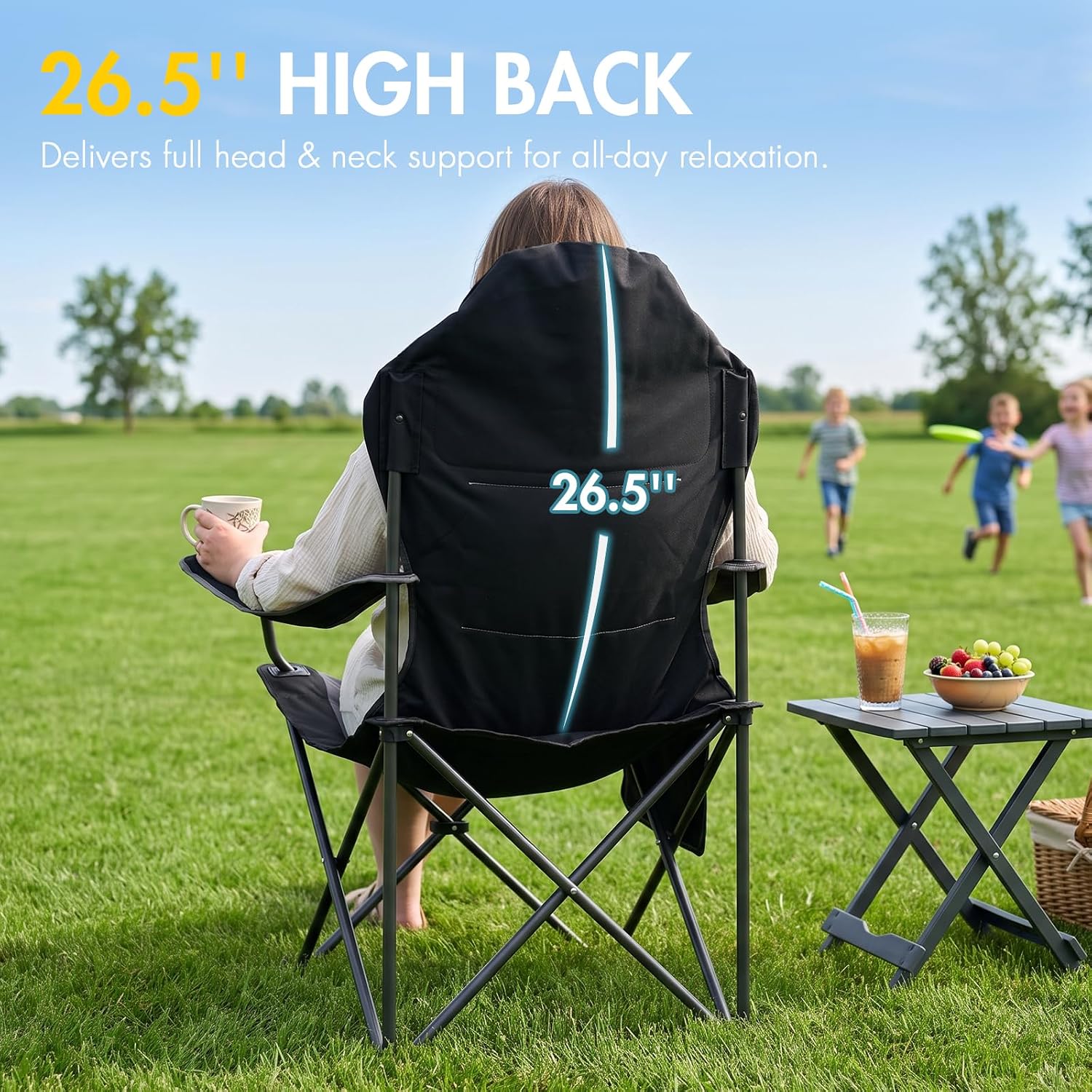 Detalle de EVER ADVANCED Oversized High-Back Folding Camping Chairs, Padded 2-Pack