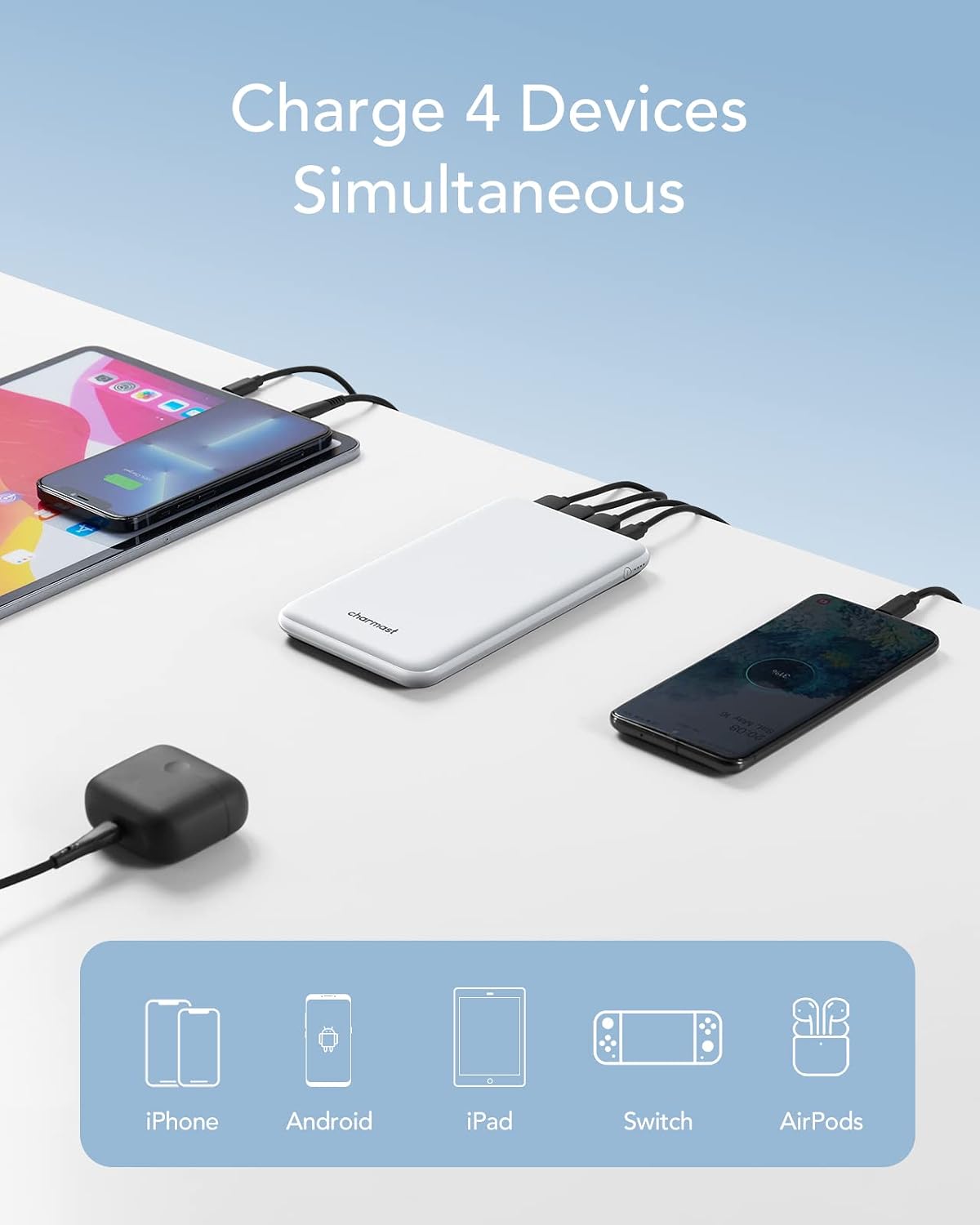 Thumbnail 4 de Charmast 26800mAh Power Bank portatile USB-C 4 uscite