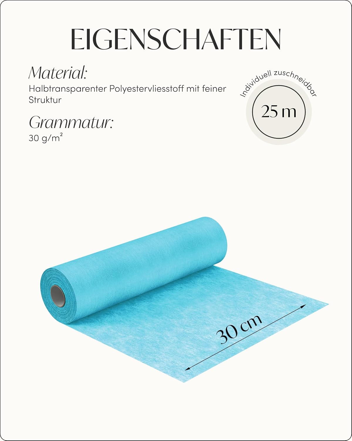 Thumbnail 4 de 100% Mosel Vlies Tischläufer Aqua-Blau, 30 cm × 25 m – dekoratives Tischband für Festtafel & Feier