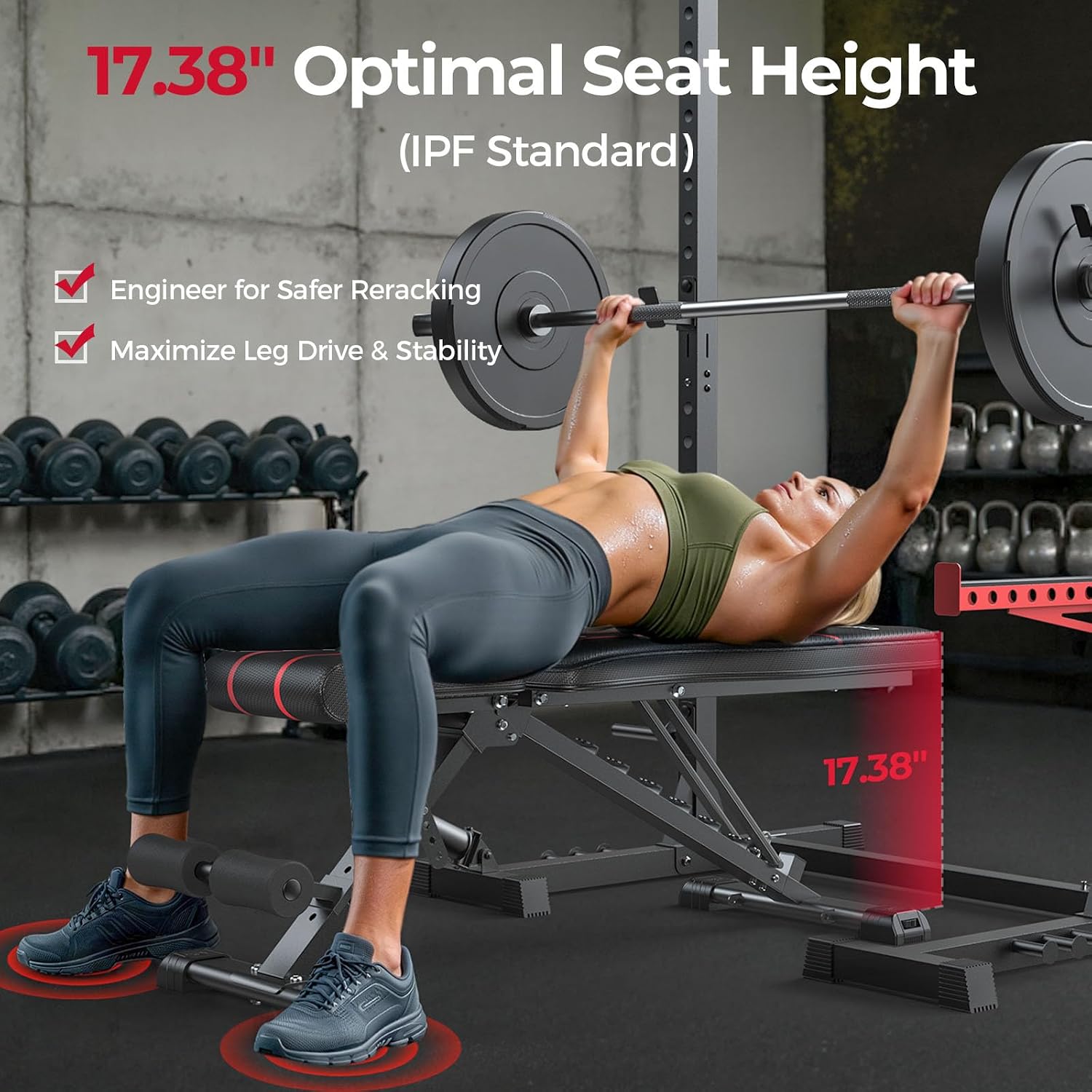 Detalle 1 de FLYBIRD 99 Adjustable Weight Bench, Foldable, 96 Settings, 750-Lb Capacity