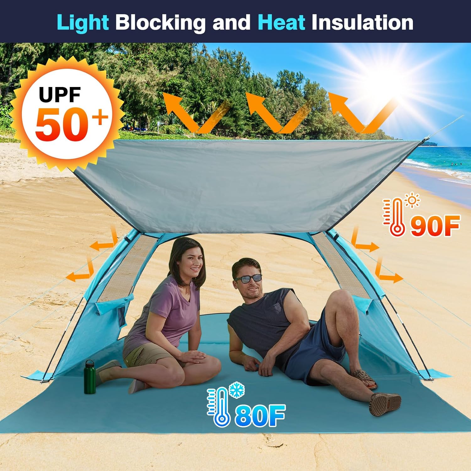 Thumbnail 2 de DLUCKY Beach Tent for 1-6 People: UV-Guard Shelter with Extendable Floor and Awning
