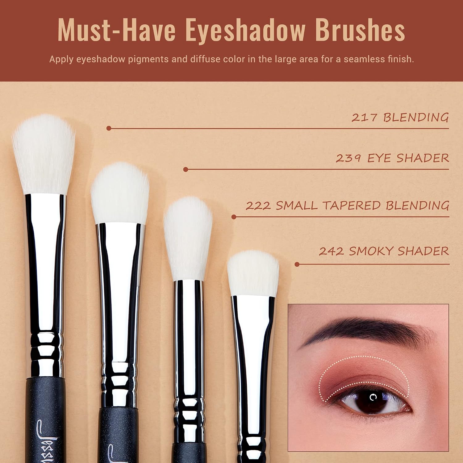 Detalle de Jessup Set de pinceaux maquillage pour fard à paupières 11 pièces (dont pinceau estompeur, anti-cernes yeux) – Nior T340