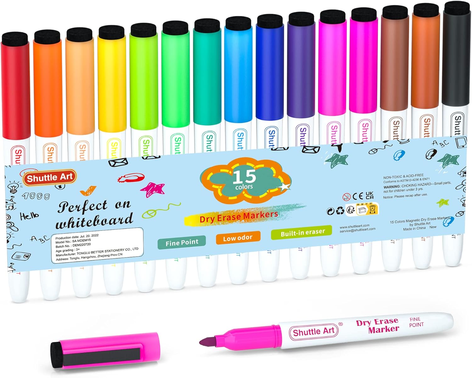 Thumbnail 6 de Shuttle Art Whiteboard Marker Set – 20 Stück mit feiner Spitze, Radiergummi & Magnet