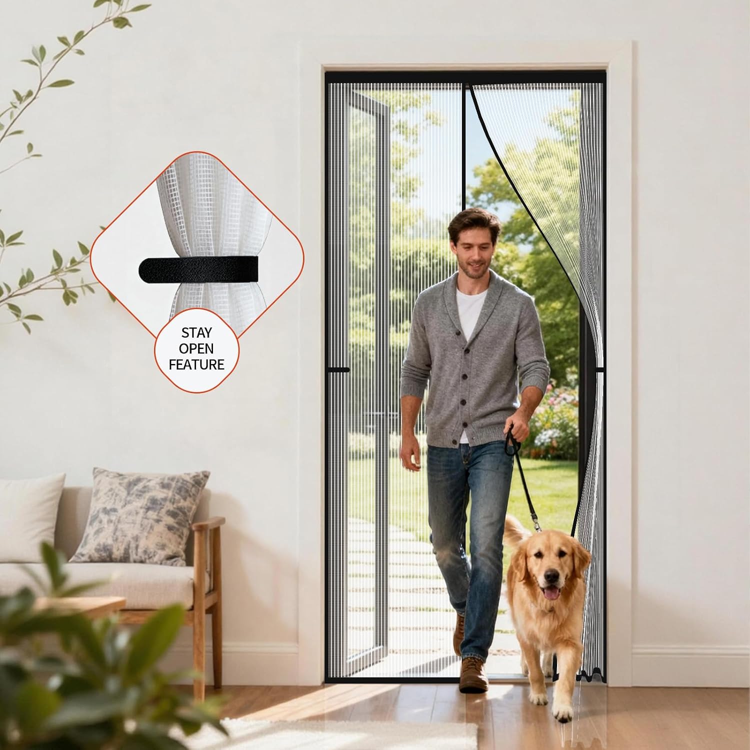 Thumbnail 1 de ViShawtek Magnetic Fly Screen Curtain for Doors 85x200cm