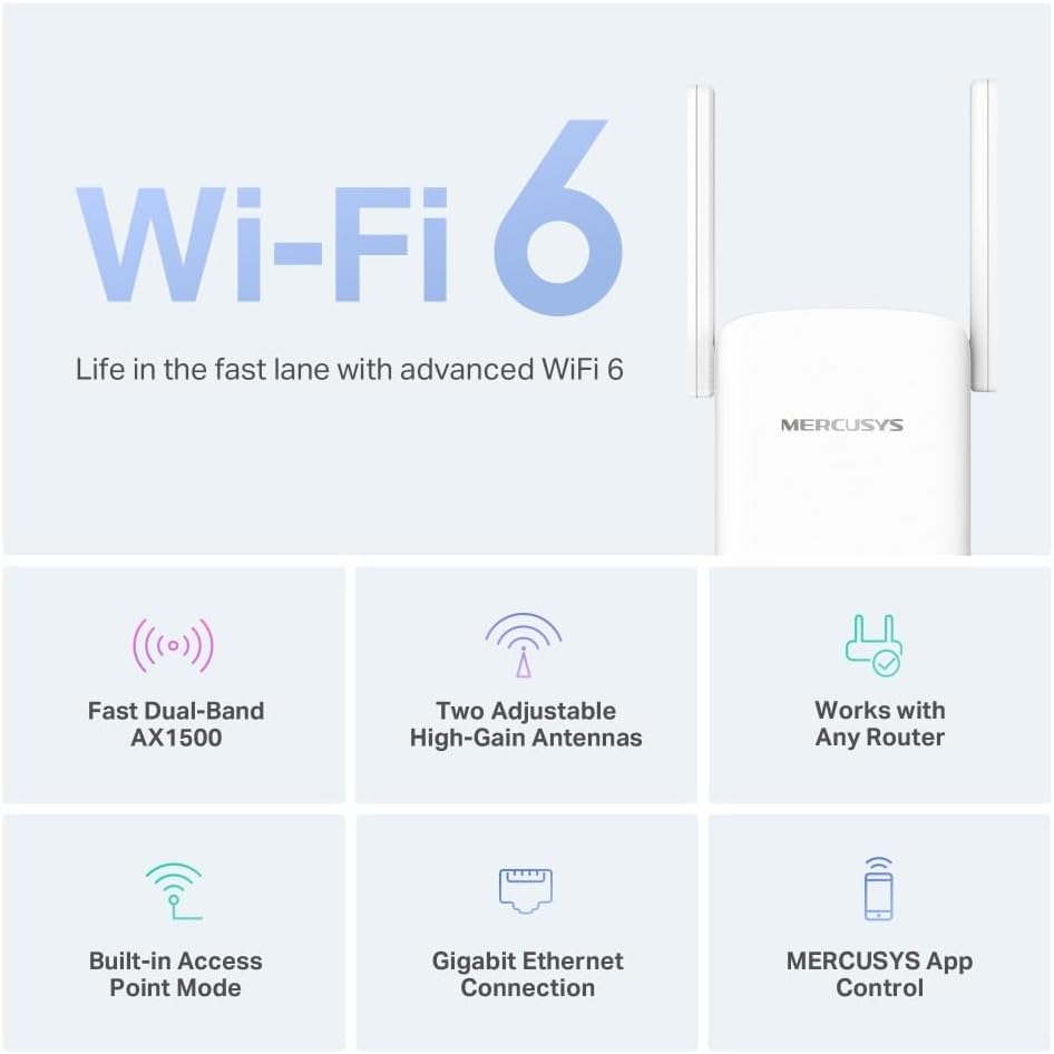 Detalle 2 de MERCUSYS ME60X AX1500 WiFi extender