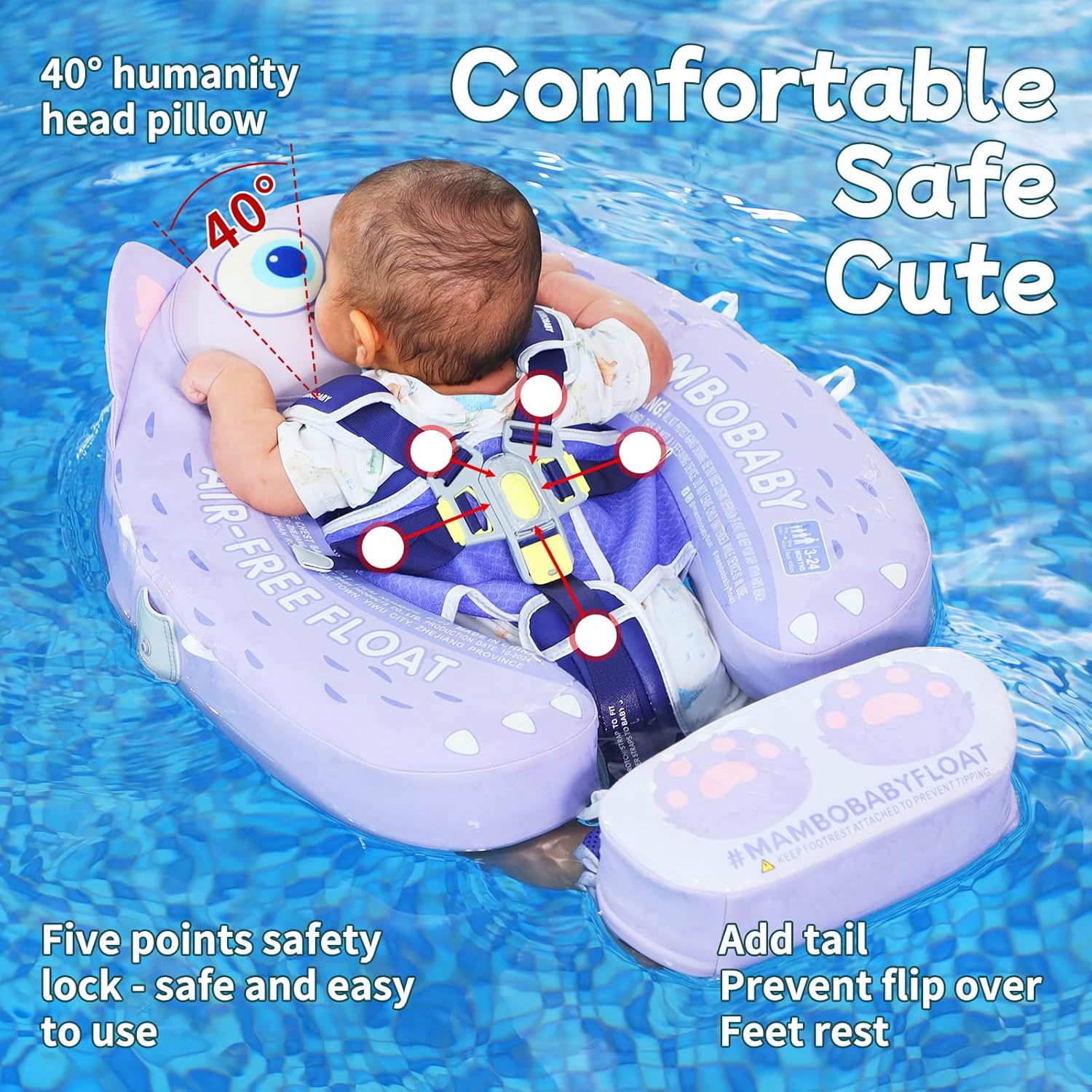 Thumbnail 4 de Mambobaby Float with Canopy: Size-Improved Non-Inflatable Infant Swim Trainer