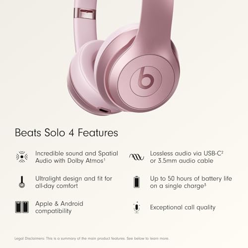 Detalle de Beats Solo 4 Wireless On-Ear Headphones (Amazon Exclusive Metallic Pink)