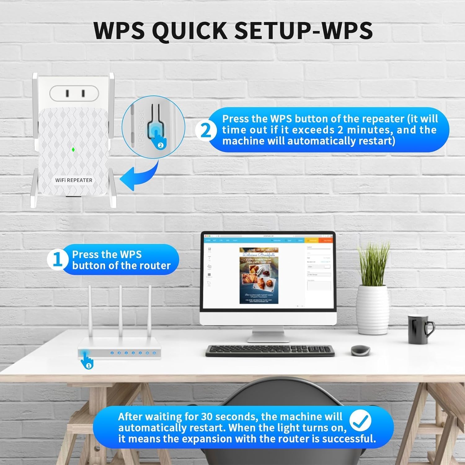 Thumbnail 5 de WLAN Verstärker 1200 Mbit/s – Dualband-Repeater mit 5 GHz & 2,4 GHz, 200 m² Abdeckung