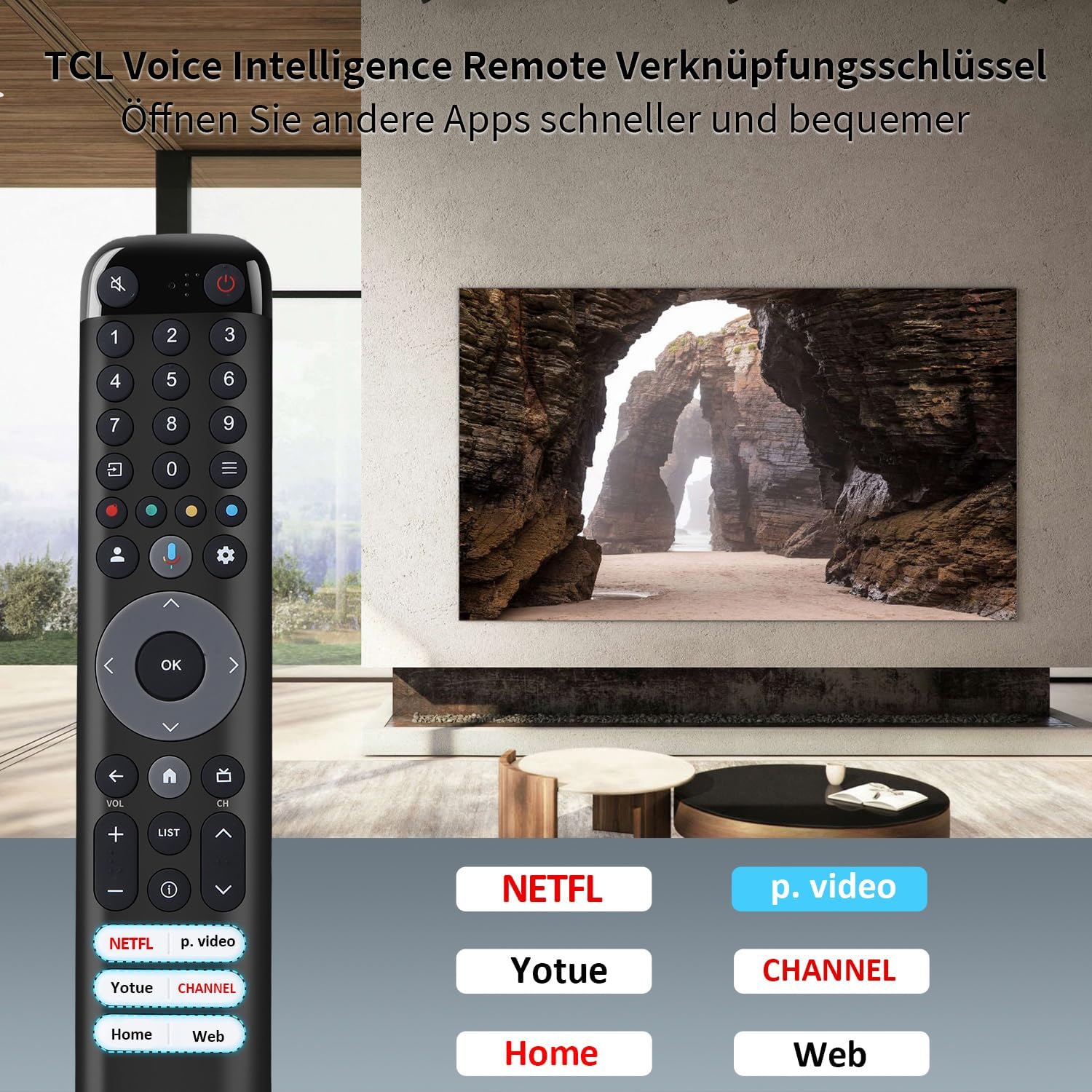 Thumbnail 4 de Gvirtue Sprach-Fernbedienung RC833/RC813 für TCL TV (Ersatz für Original), kompatibel mit TCL Android/Google Smart TV