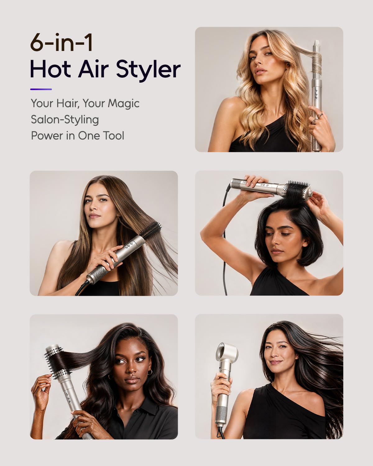Thumbnail 1 de 7MAGIC 6-in-1 Hair Styler Brush 110,000 RPM 💇♀