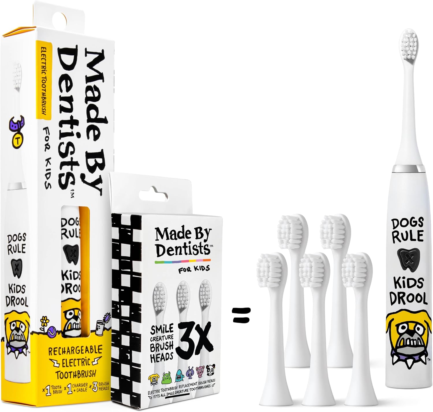 Made by Dentists Kids Electric Toothbrush - Bulldog-Inspired, Rechargeable & Gentle for Toddlers
