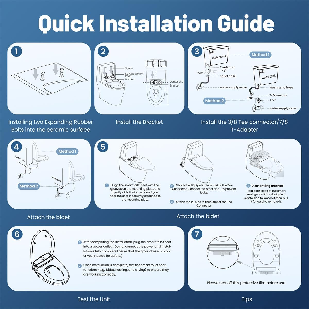 Thumbnail 5 de RUIFQ HDJ132V Elongated Bidet Toilet Seat with Heated Seat and Warm Air Dryer