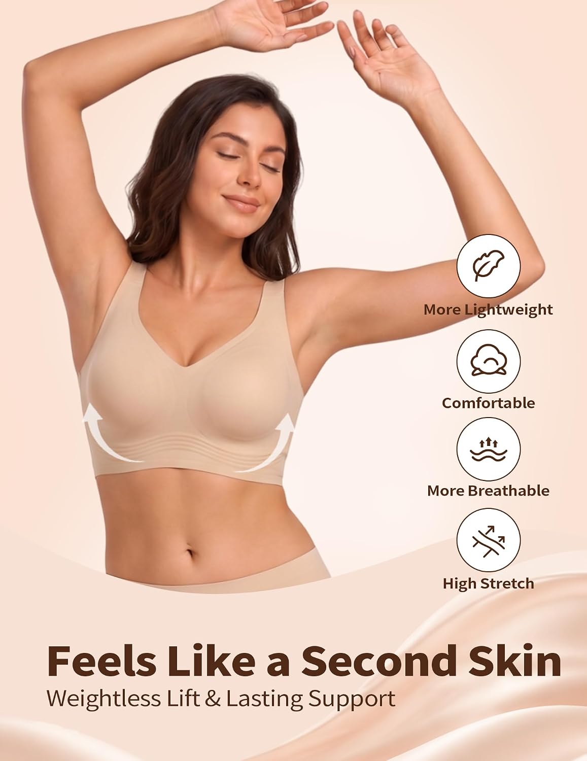 Detalle 2 de PoseFree Wireless Bra in Nylon-Spandex