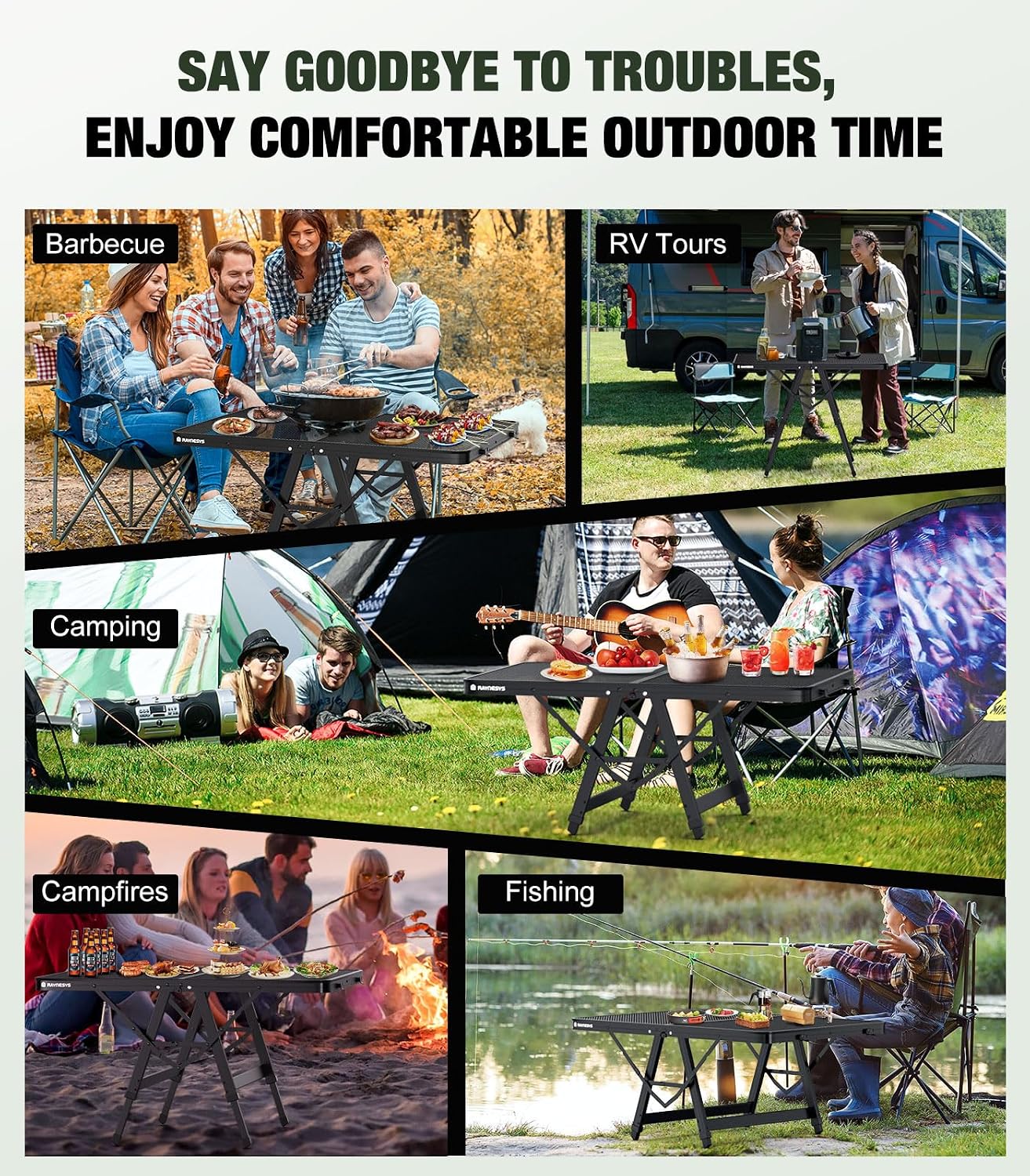 Thumbnail 6 de Raynesys 24a101af-310d-49c9-818b-7ff4bd15bfc6 Folding Grill Table, Mesh Top, Adjustable Height