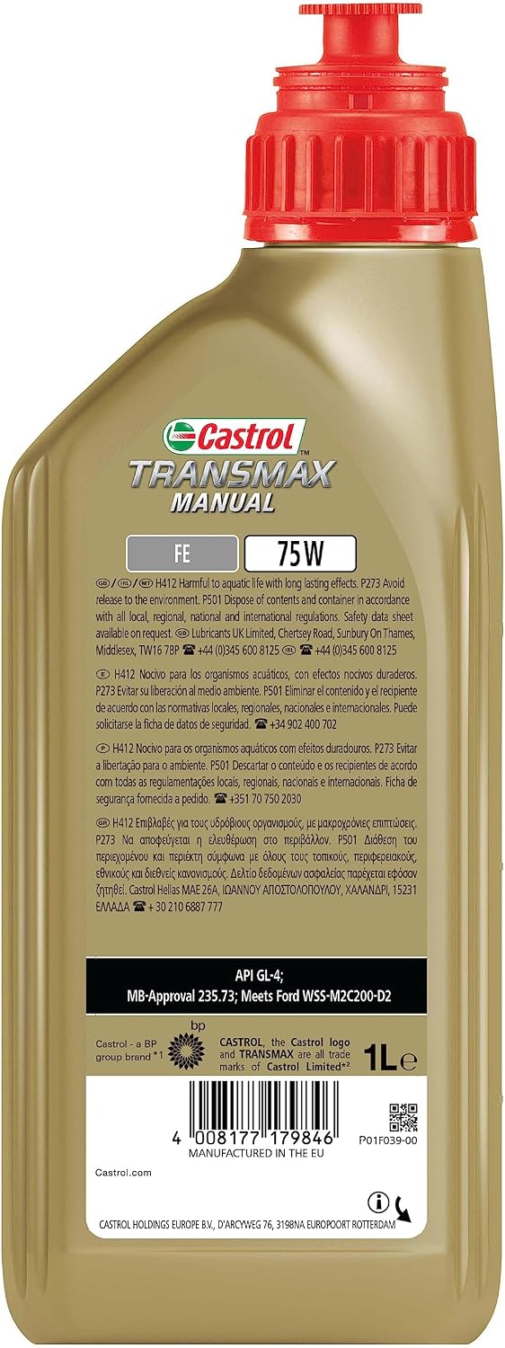 Detalle 2 de Castrol TRANSMAX Manual FE 75W 1L – Huile de transmission pour boîtes manuelles