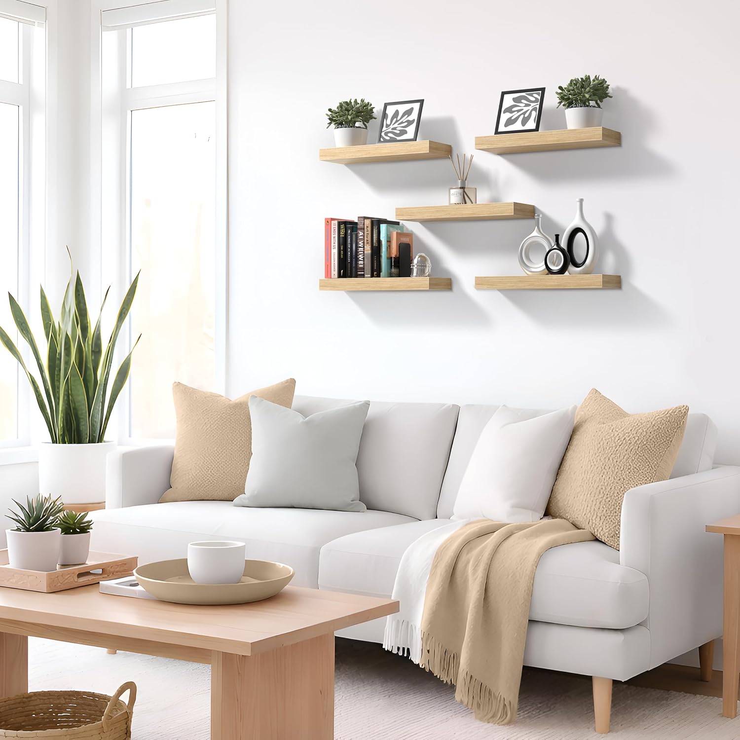 Thumbnail 6 de Sorbus 16-Inch Floating Shelves (Maple Wood, 4-Pack) for Kitchen, Bedroom, Bathroom & Living Room