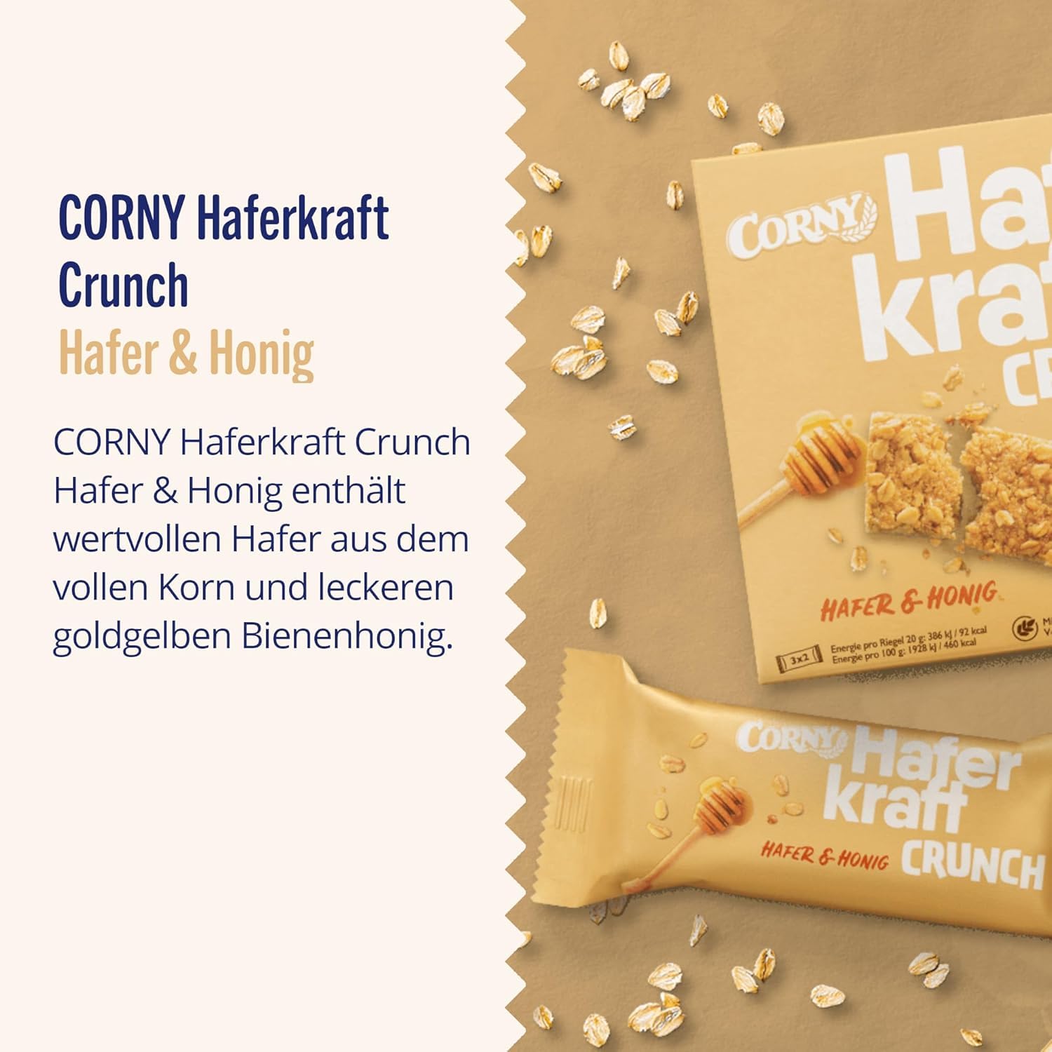 Thumbnail 2 de Corny Haferkraft Crunch Haferriegel mit Hafer & Honig (27 x 40 g) – knuspriger Müsliriegel für unterwegs