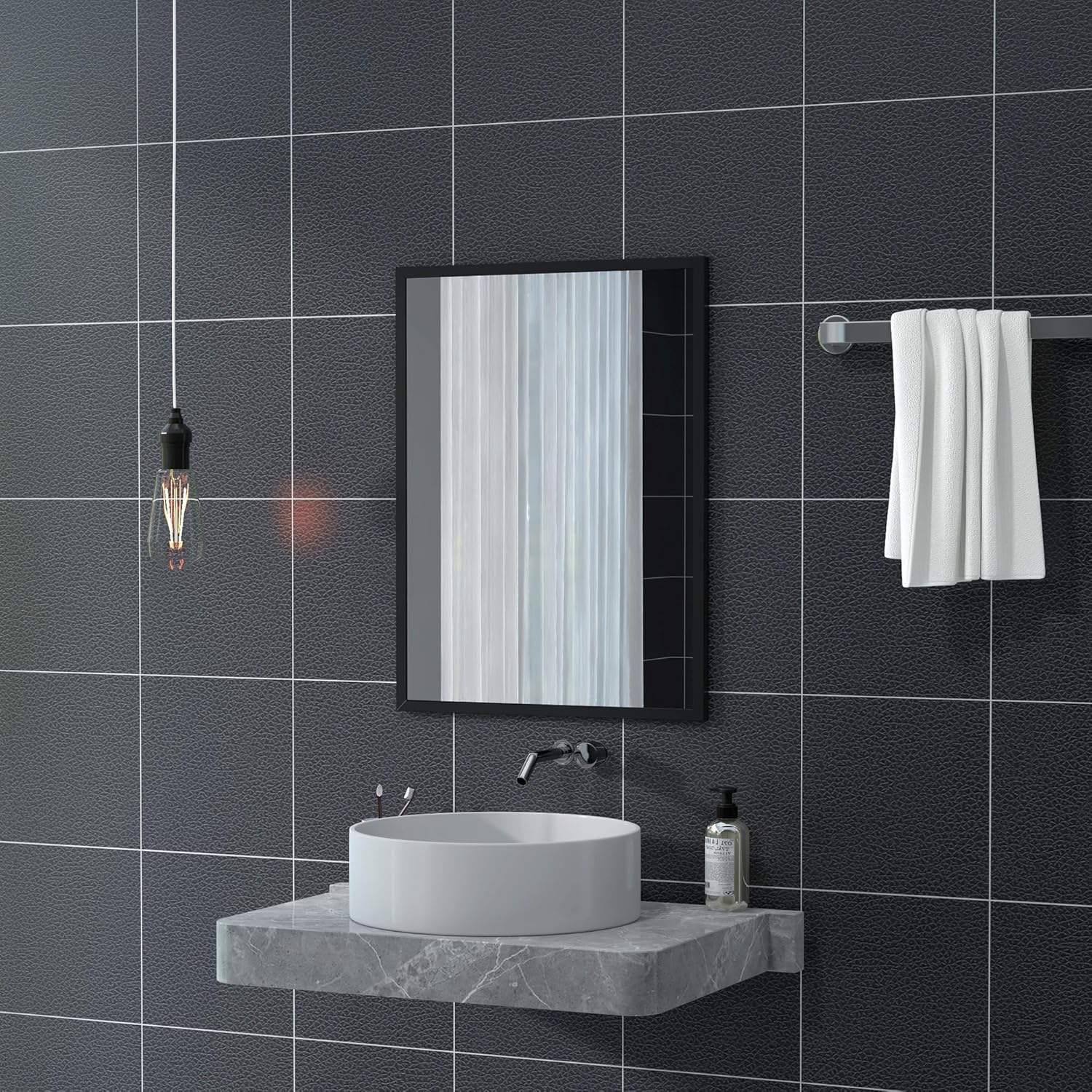 Thumbnail 5 de HOMCOM Miroir Mural Rectangulaire 60 x 80 cm — Cadre Noir en MDF