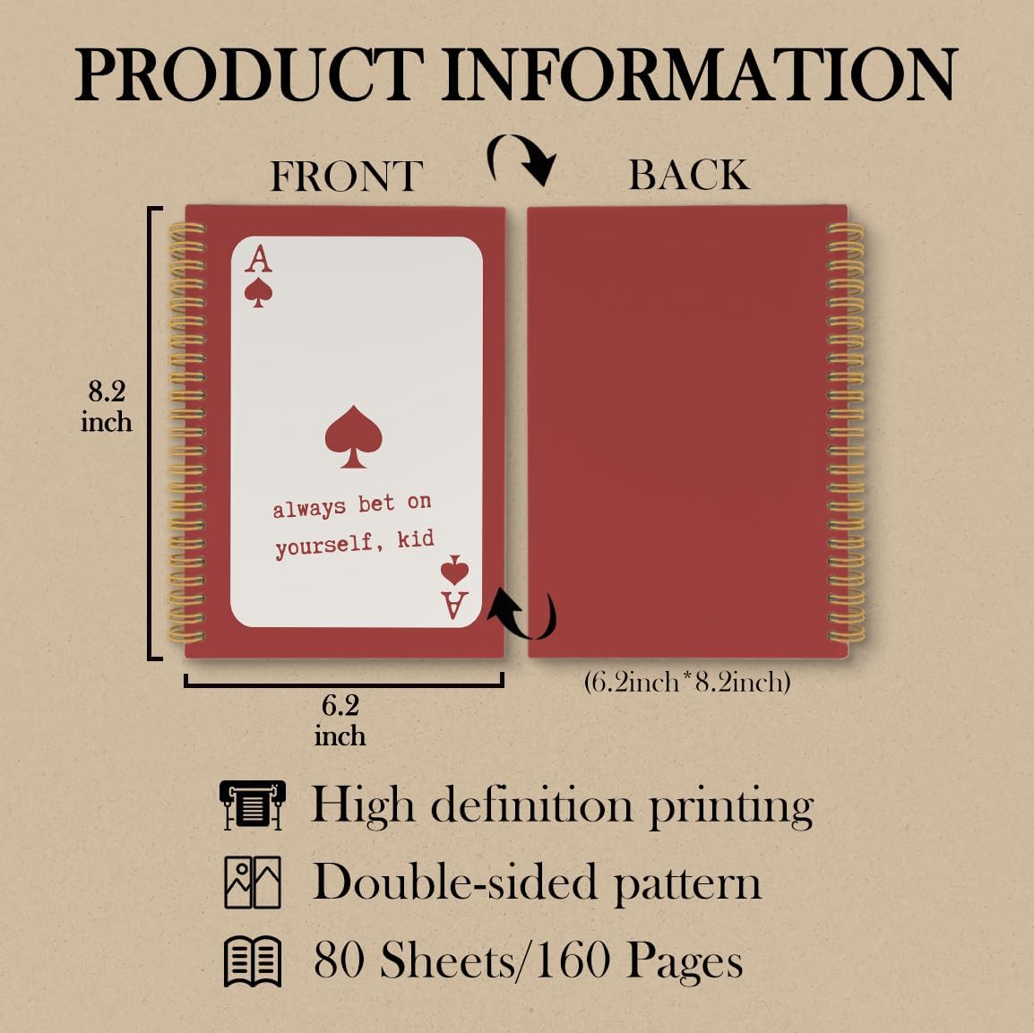 Thumbnail 6 de laveliabel Red Preppy Spiral Notebook, 5.5 x 8.3 Inches, Hardcover