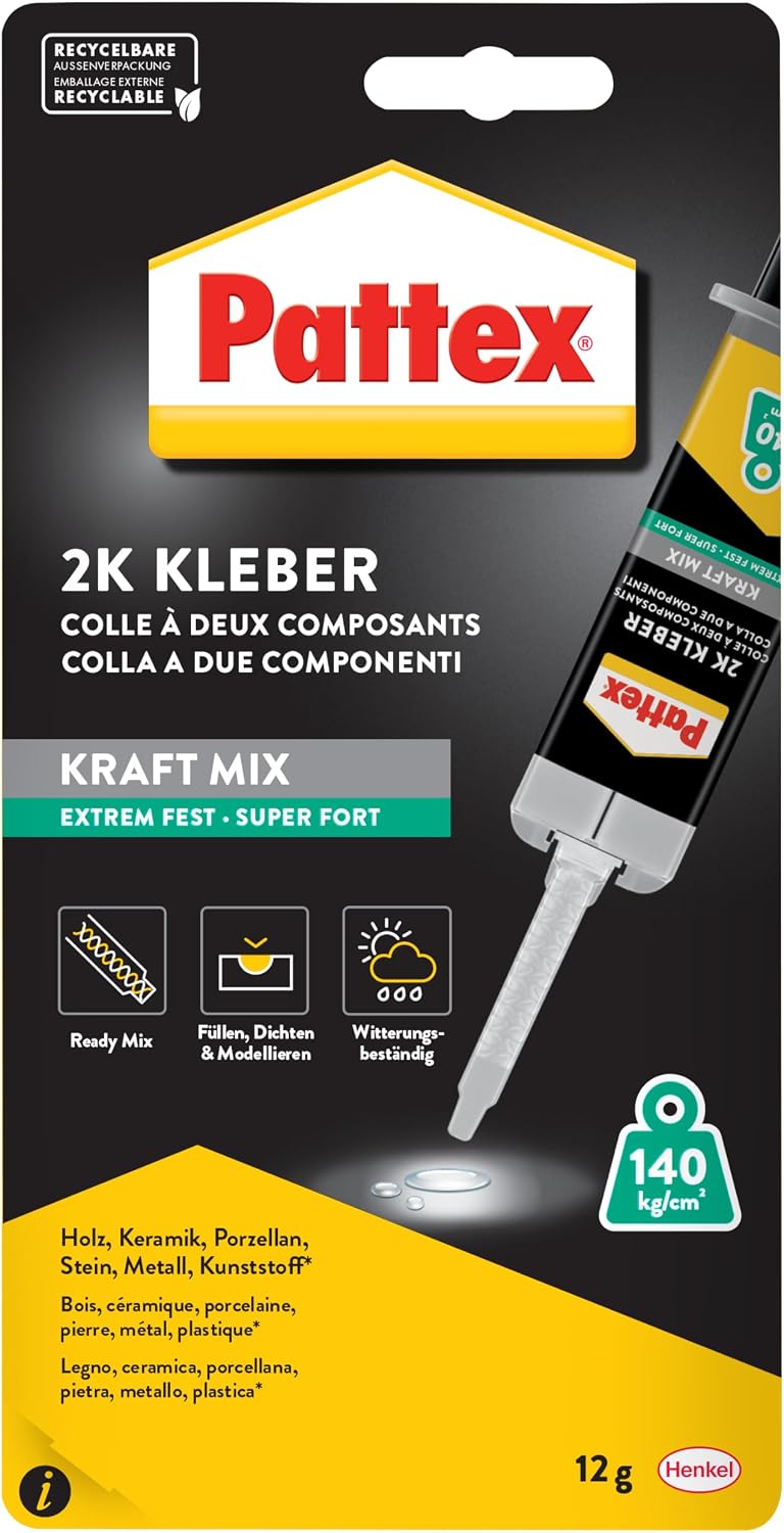 Detalle de Pattex Kraft-Mix Extrem Fest – transluzenter 2-Komponenten Epoxidharzkleber, 12 g
