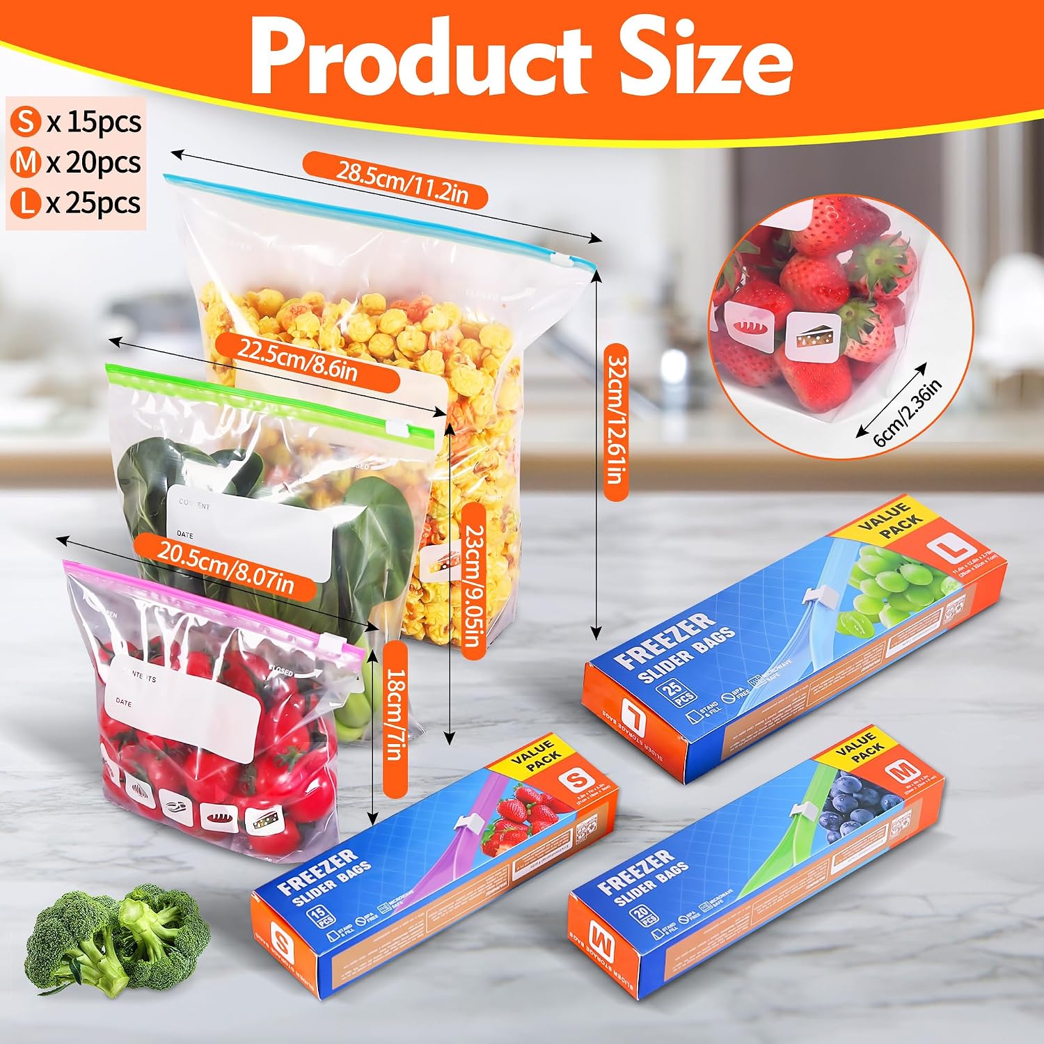 Thumbnail 2 de 60 Pack Reusable Ziplock Freezer Bags