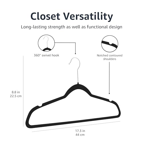 Thumbnail 5 de Amazon Basics Slim Velvet Non-Slip Suit Hangers – Pack of 50 (Black)