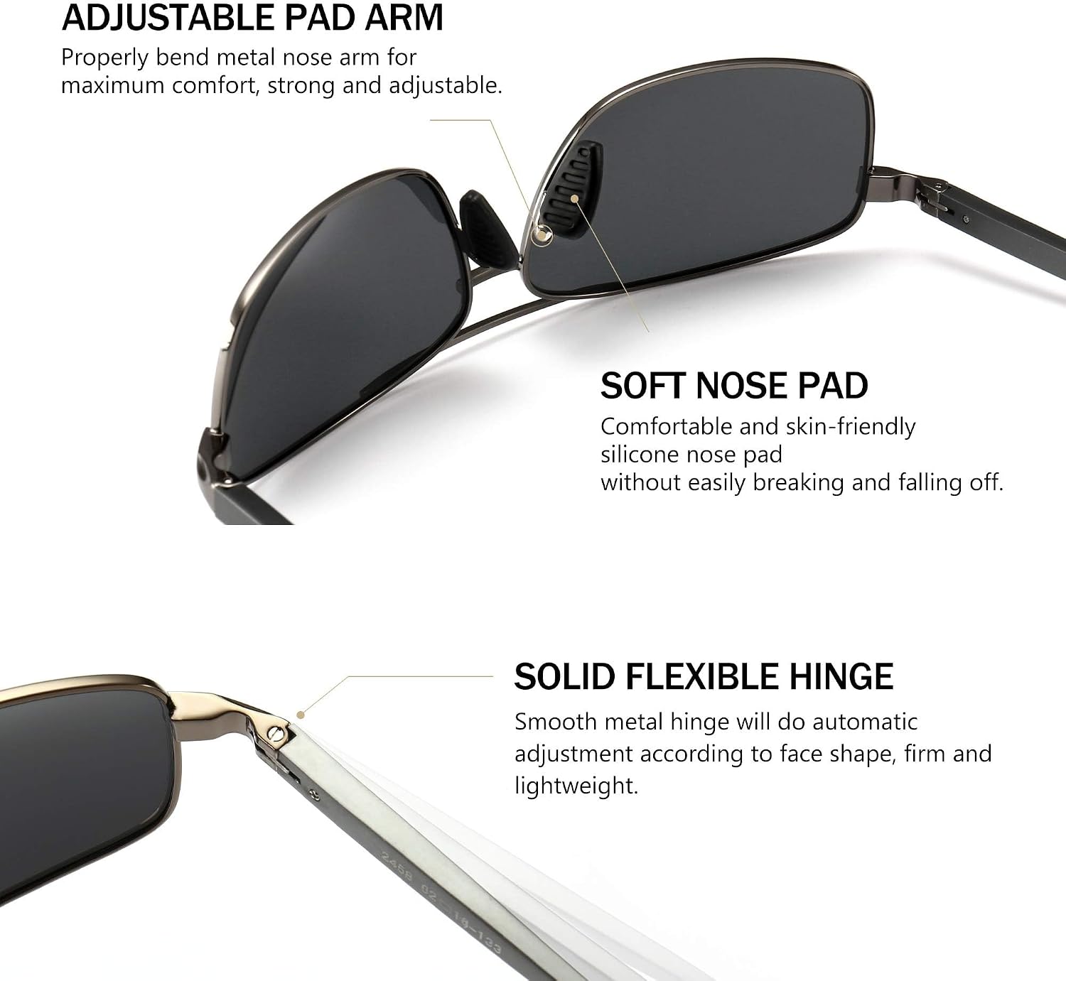 Thumbnail 3 de SUNGAIT lightweight rectangular polarized sunglasses UV400