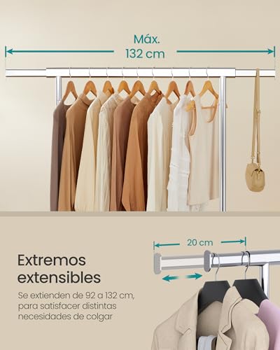 Detalle 2 de SONGMICS HSR13S burro ropa con ruedas