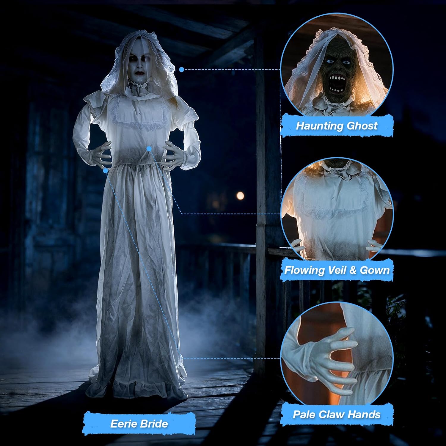 Thumbnail 6 de Arborvigro Halloween animatronic ghost bride, 5.5 ft